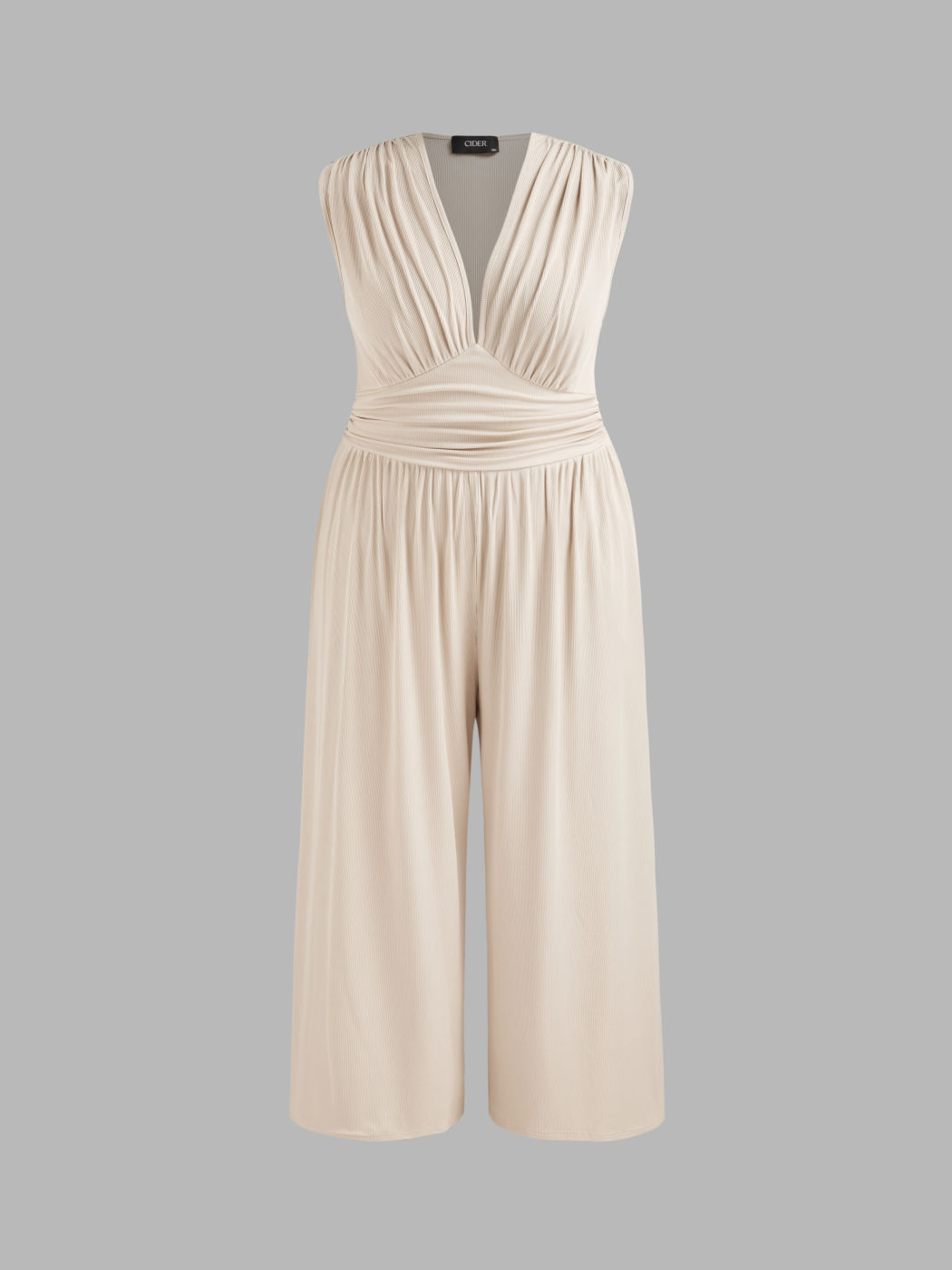 2026 Women's new jumpsuit with pockets Plain Ruched V Neck Ribbed Tank Jumpsuit, Summer Outfits 2025, Elegant Sleeveless Wide Leg Jumpsuit for Women for Vacation Holiday Party, Ladies Summer Clothes
