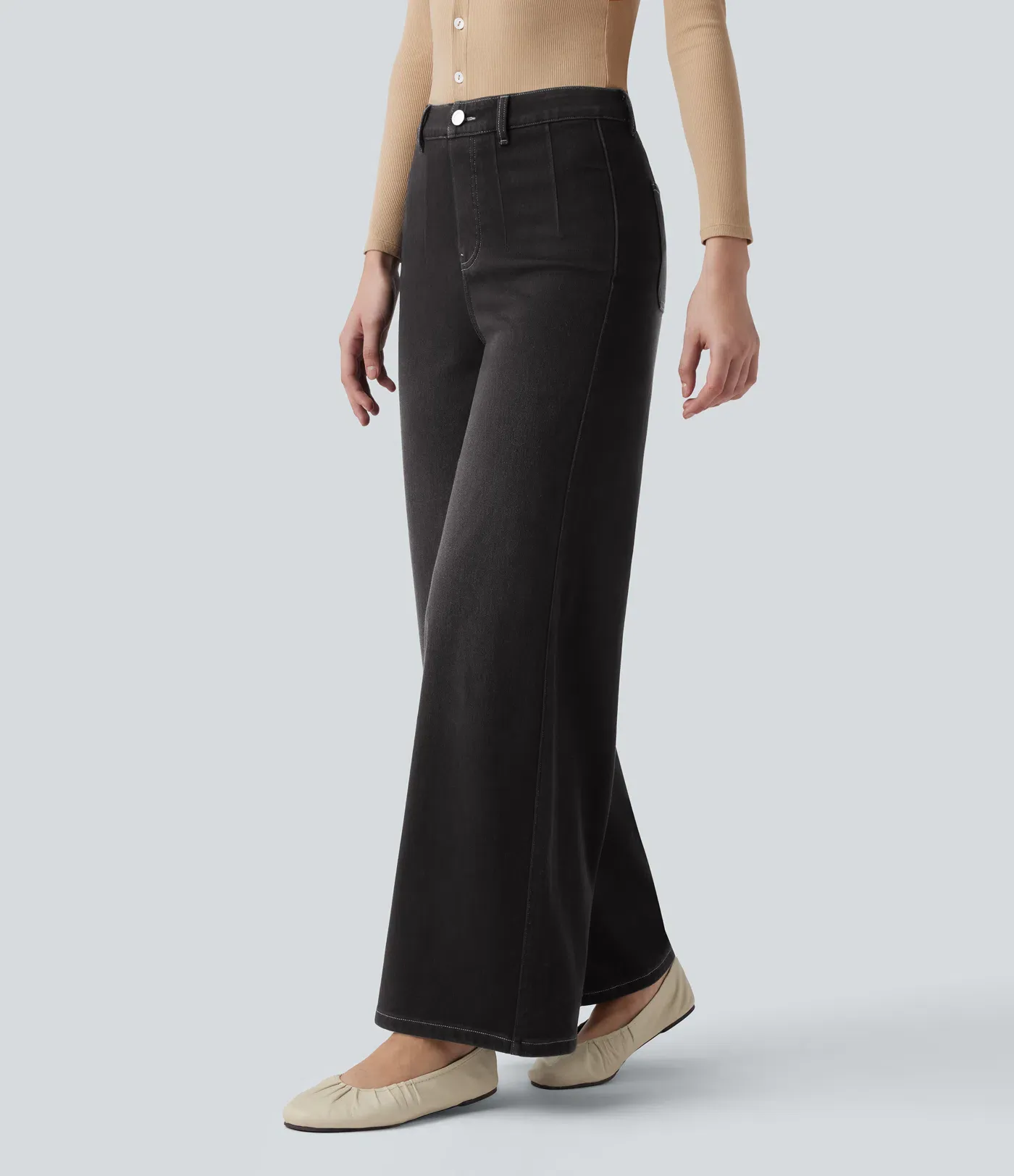 2026🔥 Hala Flex™ High Waisted Tummy Control Wide Leg Casual Jeans with Pockets