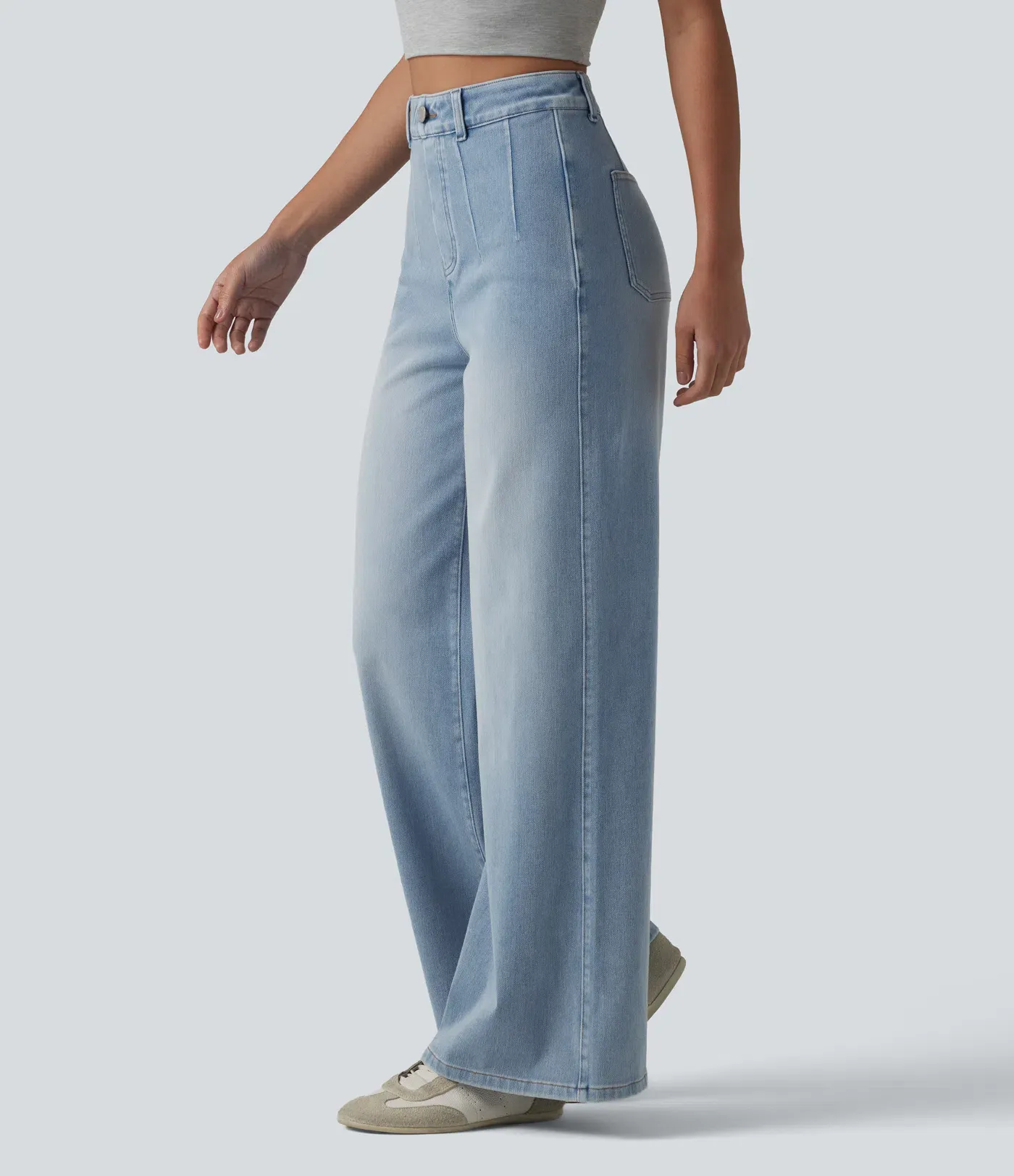 2026🔥 Hala Flex™ High Waisted Tummy Control Wide Leg Casual Jeans with Pockets