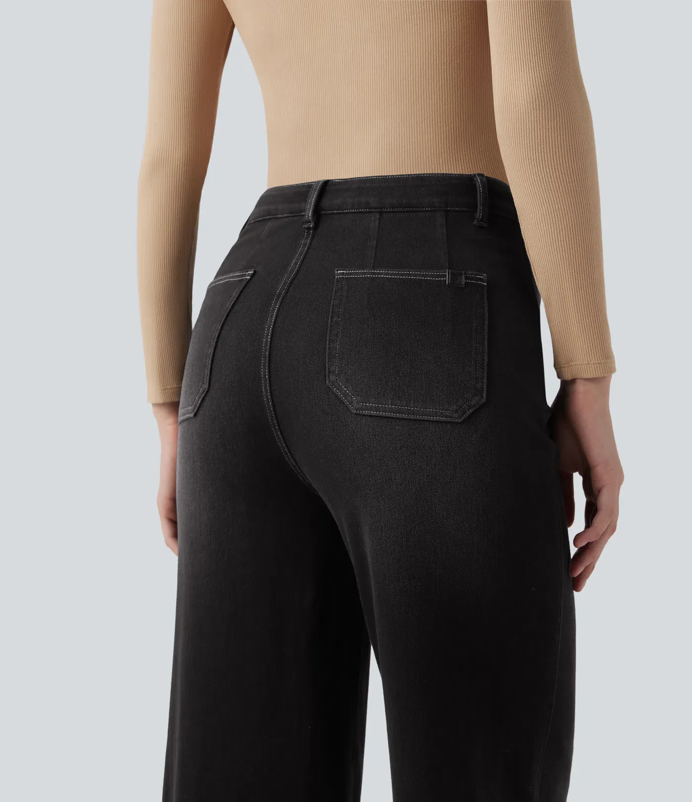 2026🔥 Hala Flex™ High Waisted Tummy Control Wide Leg Casual Jeans with Pockets