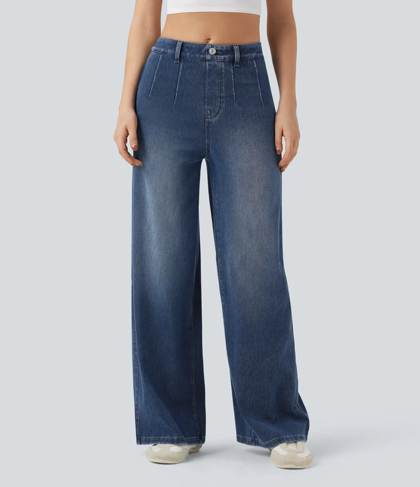 2026🔥 Hala Flex™ High Waisted Tummy Control Wide Leg Casual Jeans with Pockets