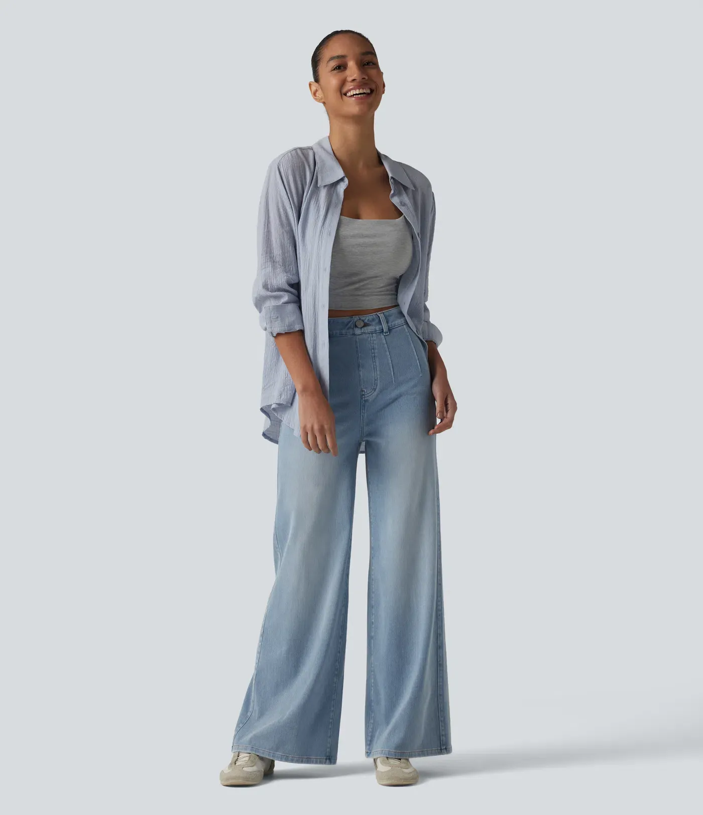 2026🔥 Hala Flex™ High Waisted Tummy Control Wide Leg Casual Jeans with Pockets