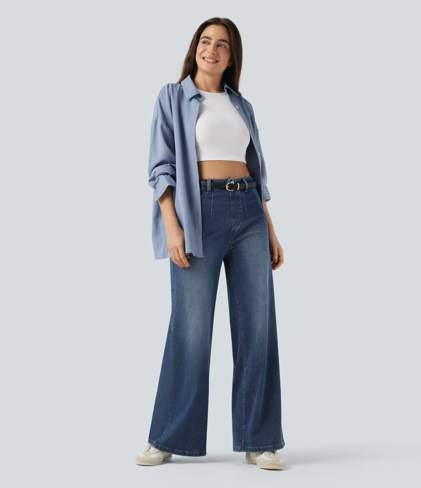 2026🔥 Hala Flex™ High Waisted Tummy Control Wide Leg Casual Jeans with Pockets