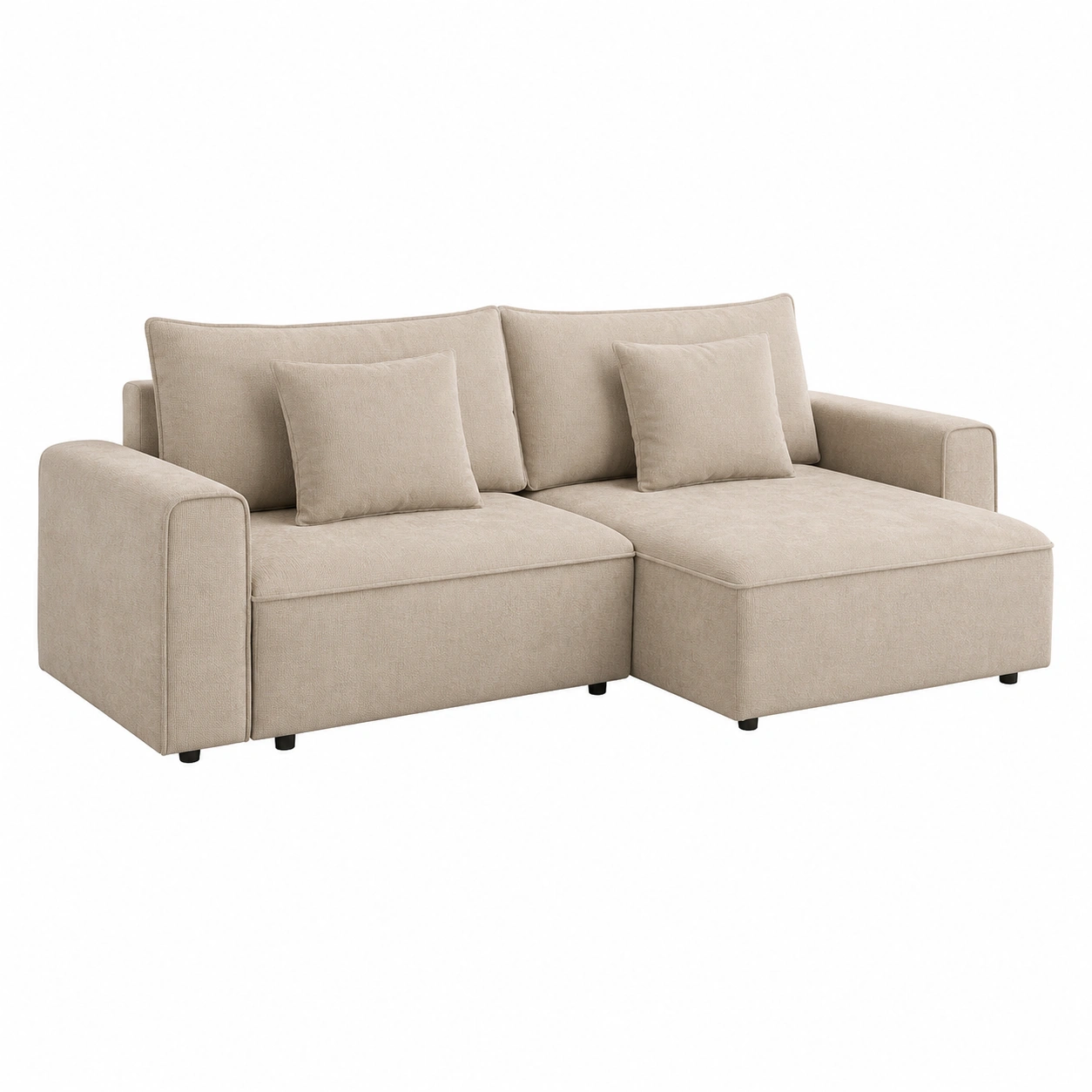 Ecksofa mit Schlaffunktion und Bettkasten Beige Mikrofaser Wohnlandschaft L Form 269x147 cm-Meubexaio