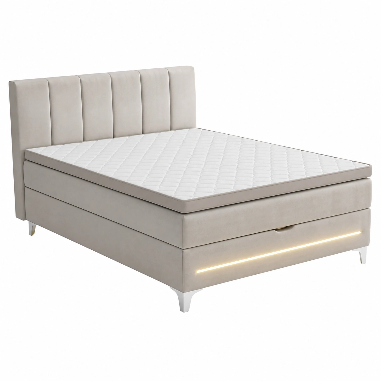 Boxbett 140x200 cm Polsterbett mit Kopfteil Stoffbezug modern Bettgestell Schlafzimmer-Meubexaio