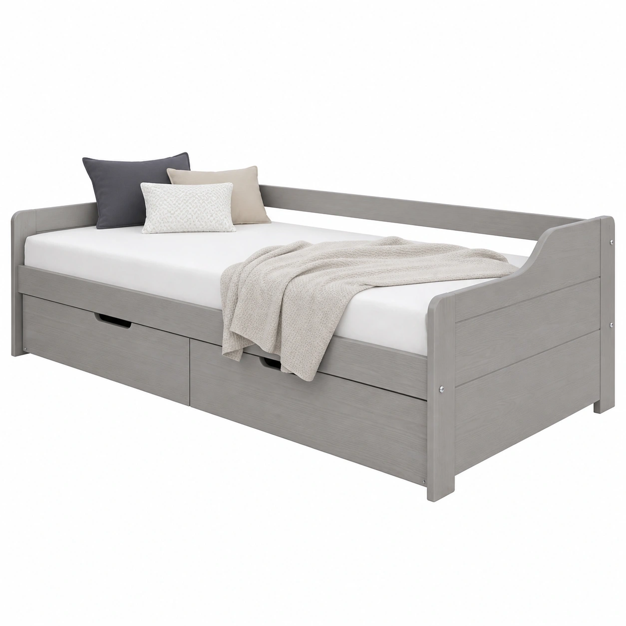 Funktionsbett Einzelbett mit Schubladen Holz weiss 90x200 cm Liegeflaeche B/L ca 90x200 cm-Meubexaio