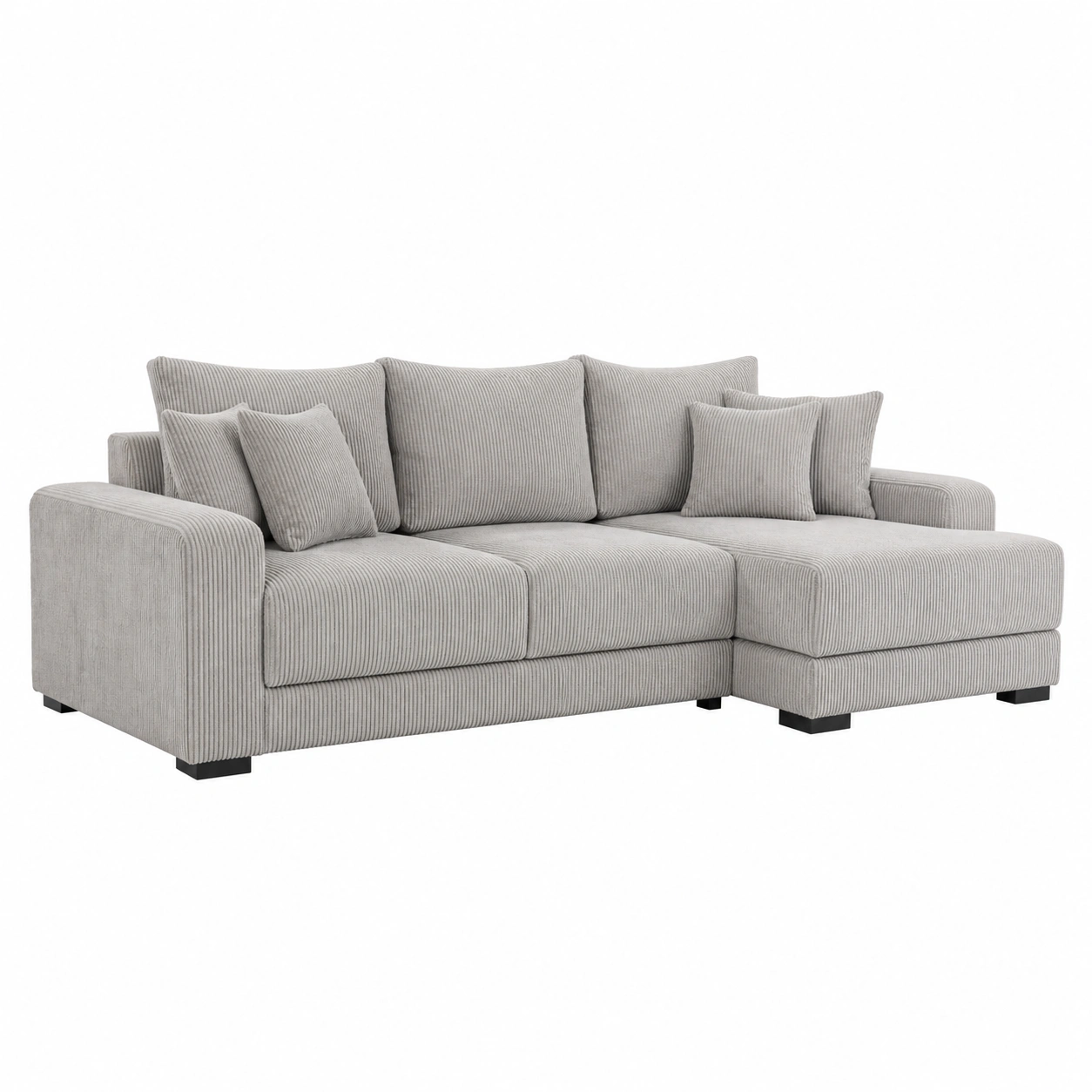 Modernes Ecksofa mit Cordbezug und Relaxfunktion Hellgrau 248 x 114 cm-Meubexaio