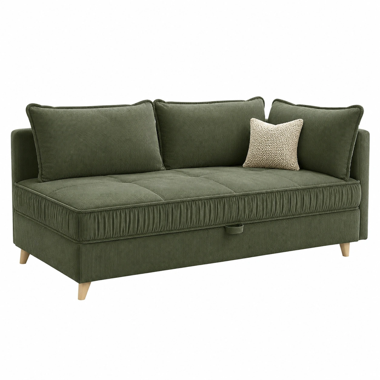 Polsterliege modern Stoff gruen mit Rueckenkissen Microfaser Sofa Bettfunktion 207x87x98 cm-Meubexaio