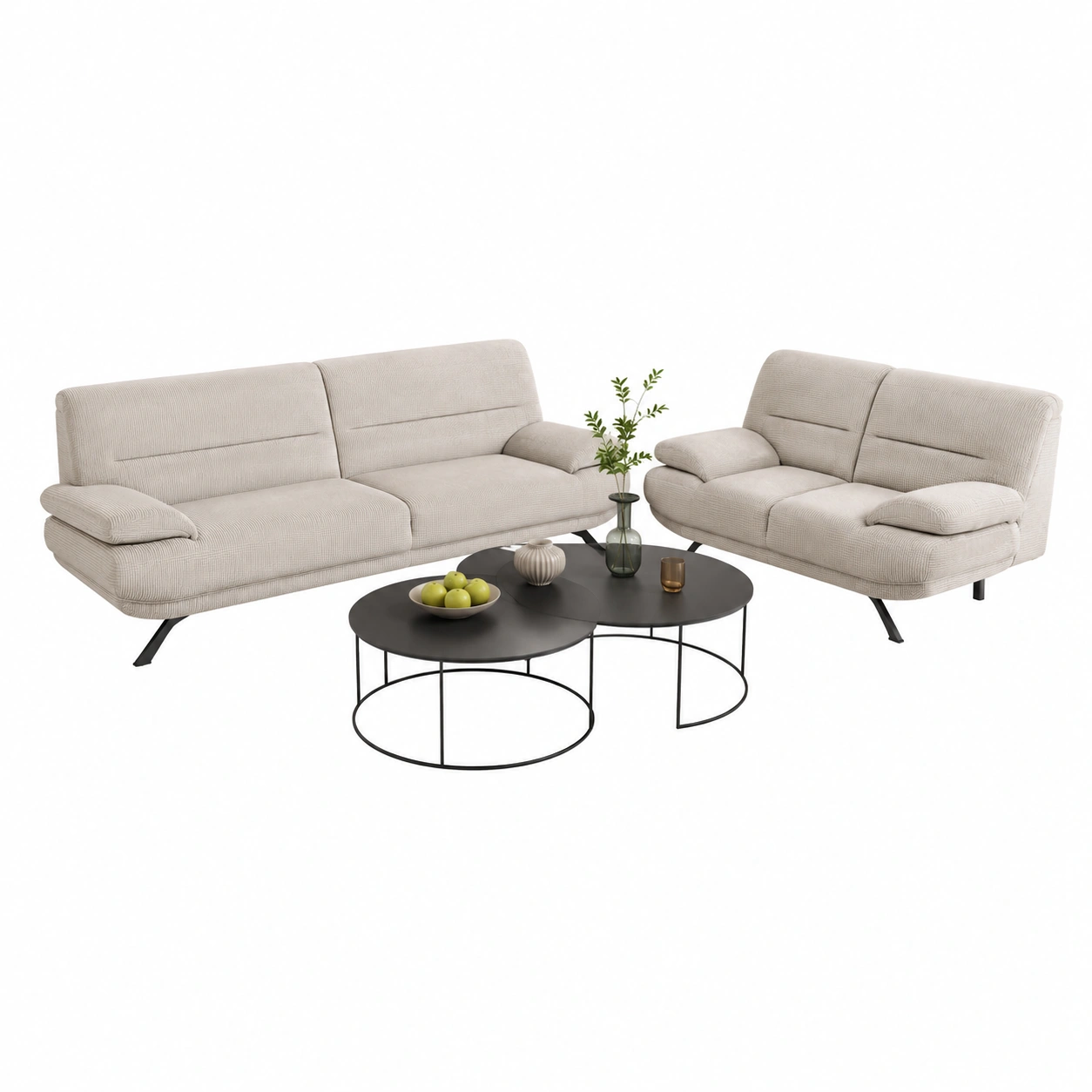 Modernes Sofa Set 3+2 Sitzer Mikrofaser Minimalistisches Design 230x94x83 cm-Meubexaio