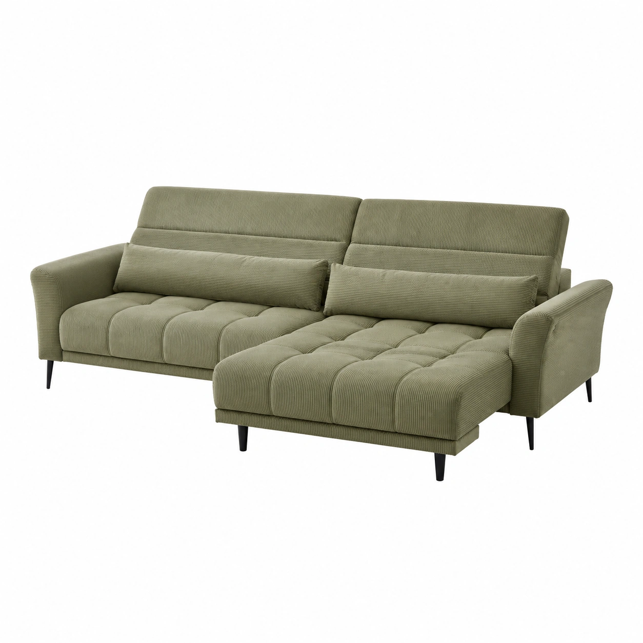 Grosses L Form Sofa mit Schlaffunktion Cord Stoff Modern Design 280x118x108 cm-Meubexaio