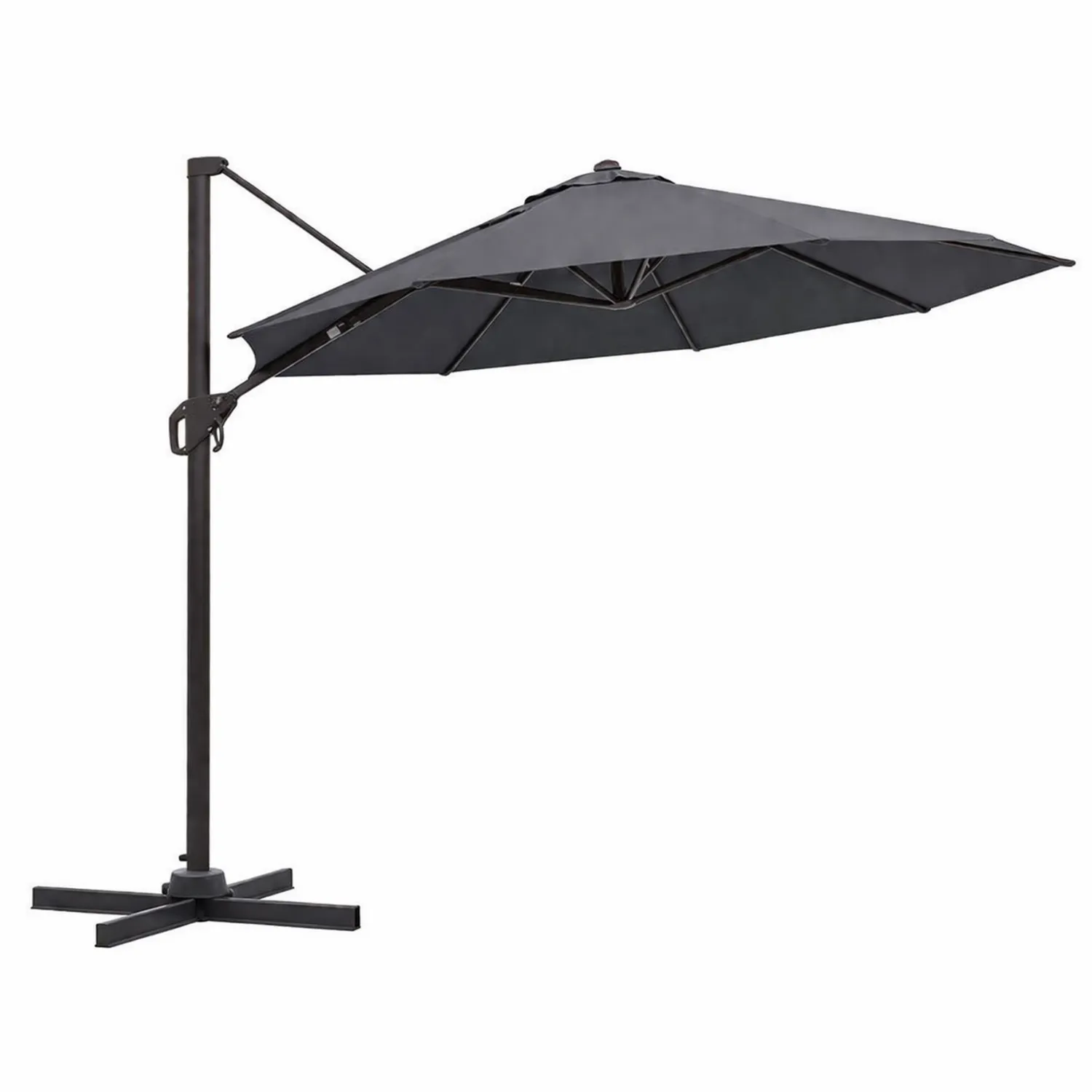 Parasol déporté rond 3m aluminium polyester anthracite