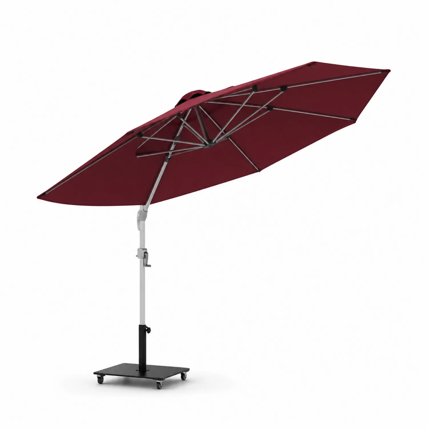 Parasol octogonal 300 cm en aluminium et toile polyester bordeaux