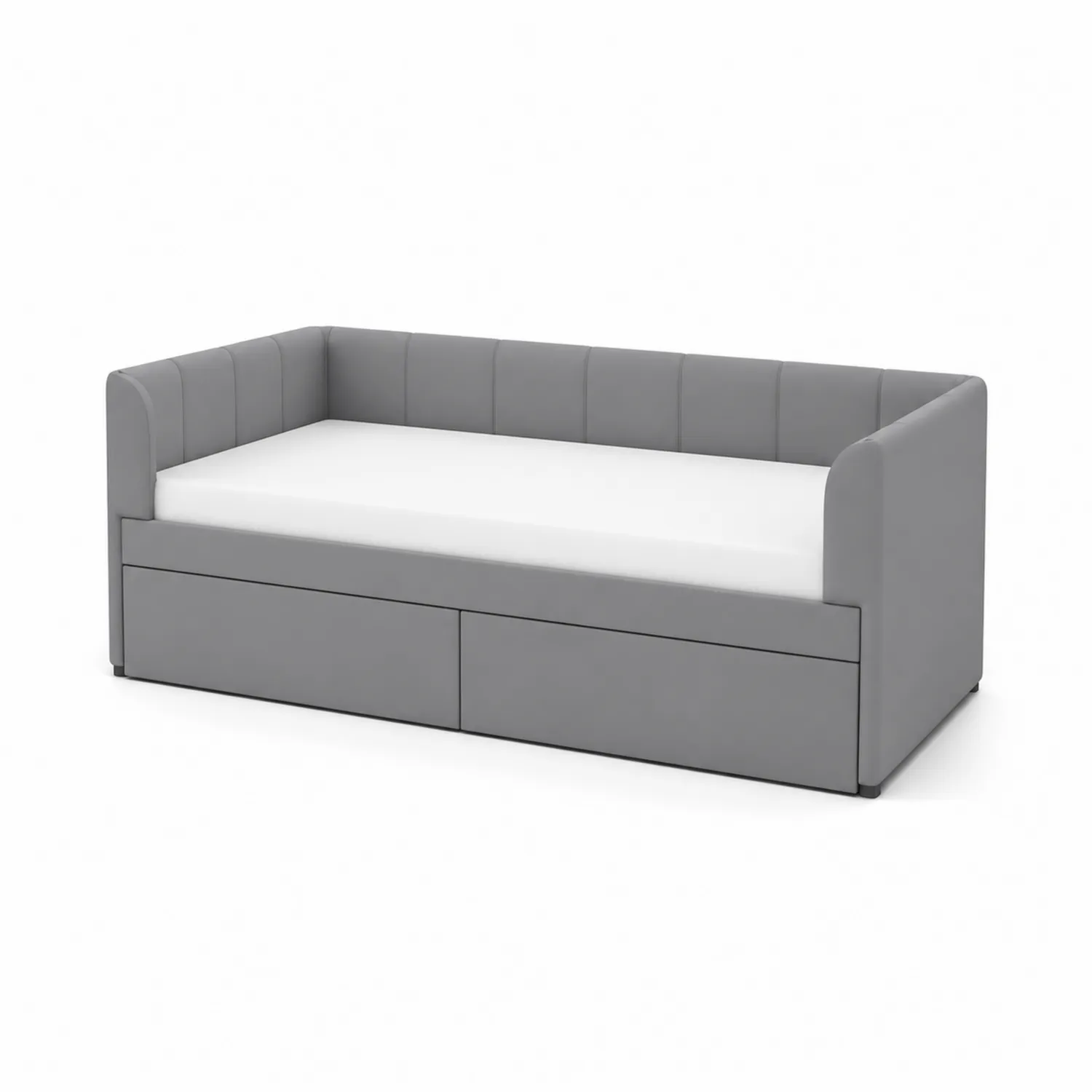 Lit de jour en tissu avec tiroirs Gris
