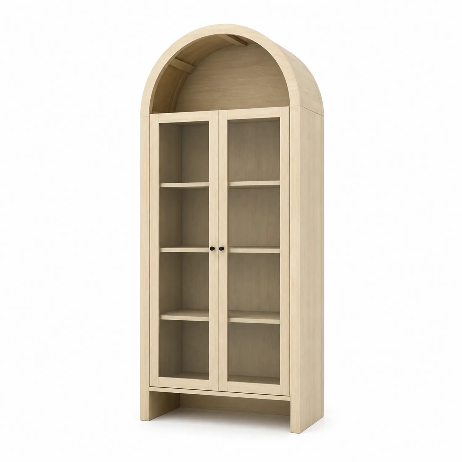 Bibliothèque en bois avec portes vitrées cintrées 200x90x40 cm