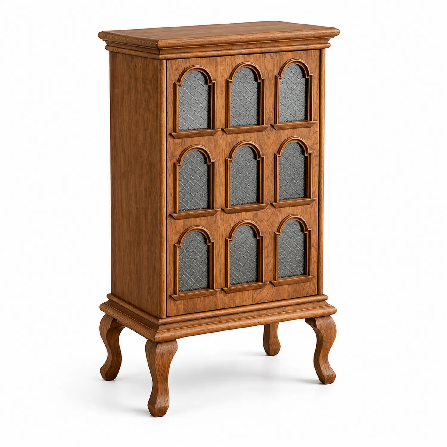 Commode en Bois et Verre Texturé Chêne 90x40x120 cm