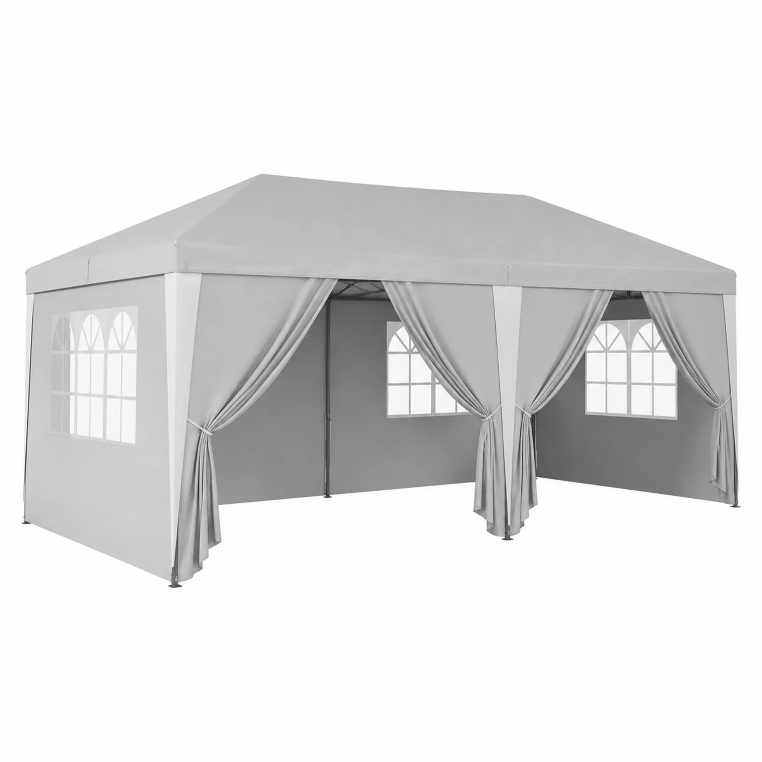 Tente de Jardin en Polyester et Acier Gris avec Fenêtres