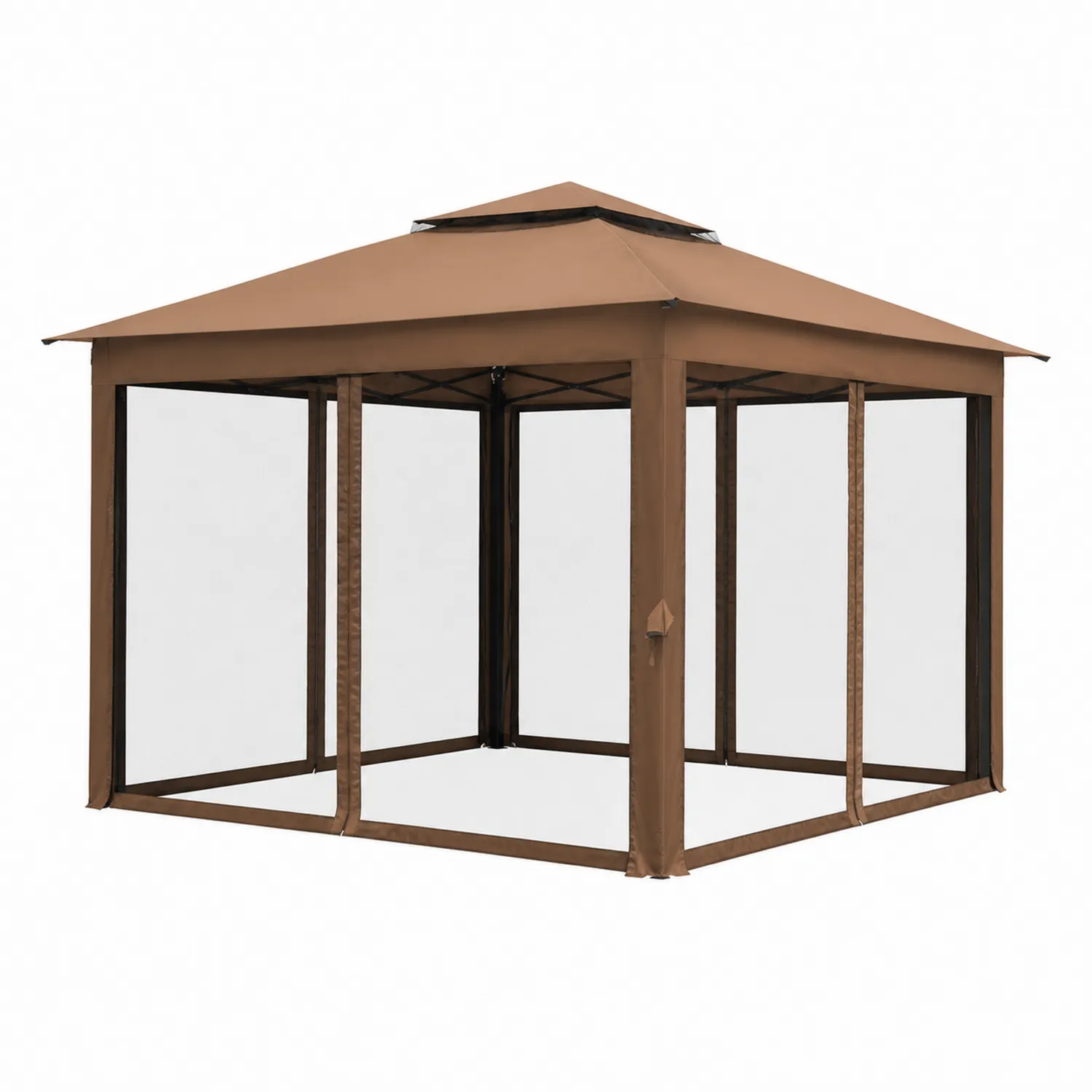 Tonnelle de Jardin 3x3m en Acier et Polyester Brun