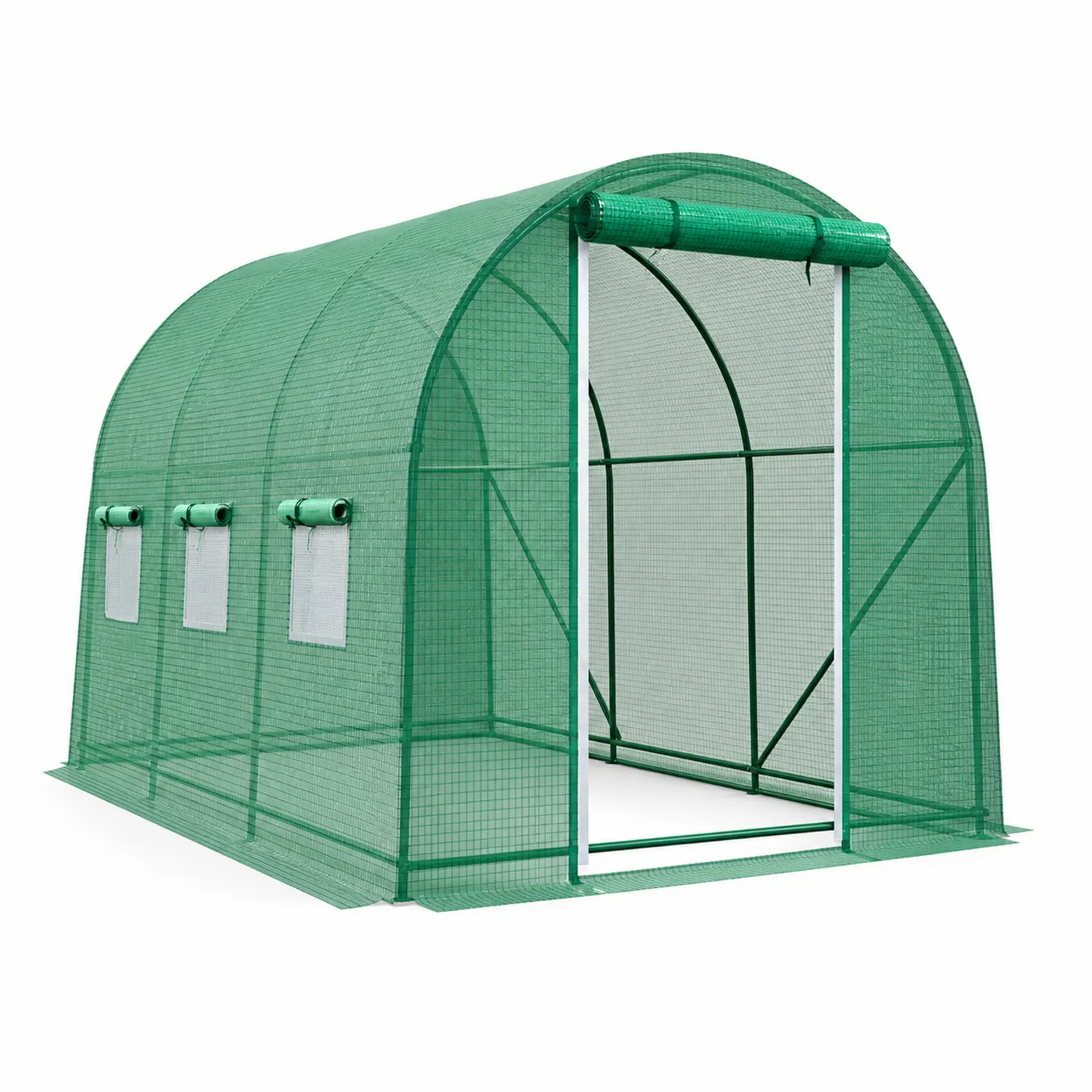 Serre de Jardin Tunnel 6m² Vert avec Cadre en Acier Galvanisé