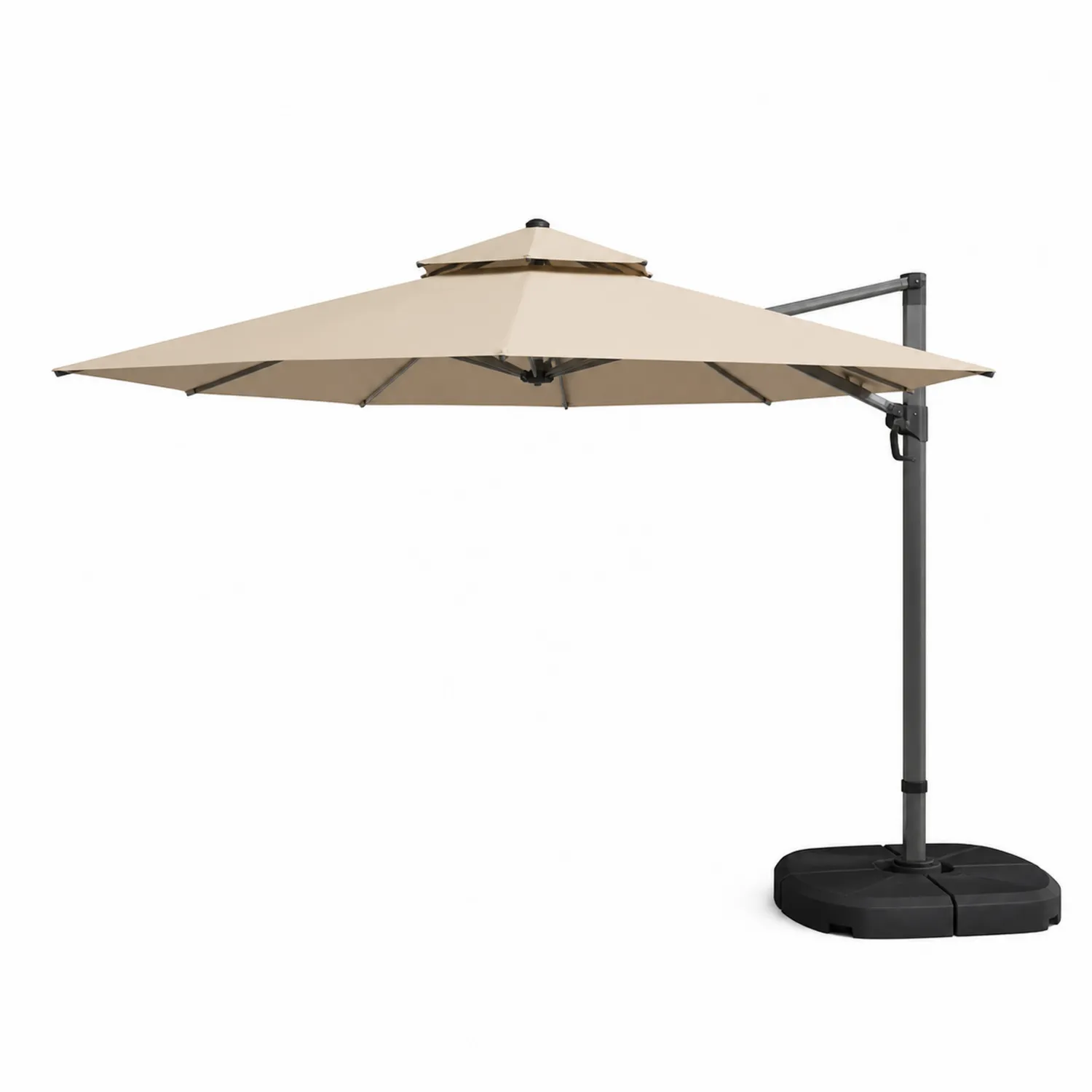 Parasol de jardin rond en aluminium et tissu Beige