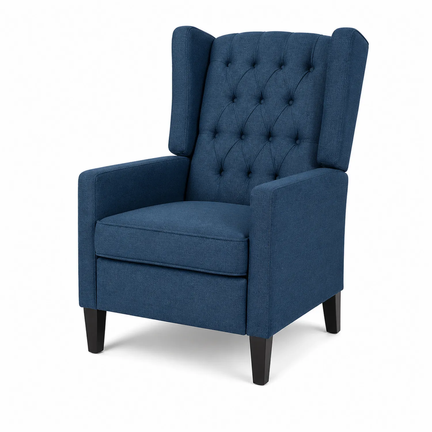 Fauteuil en tissu bleu avec détails boutonnés, 75x90x100 cm
