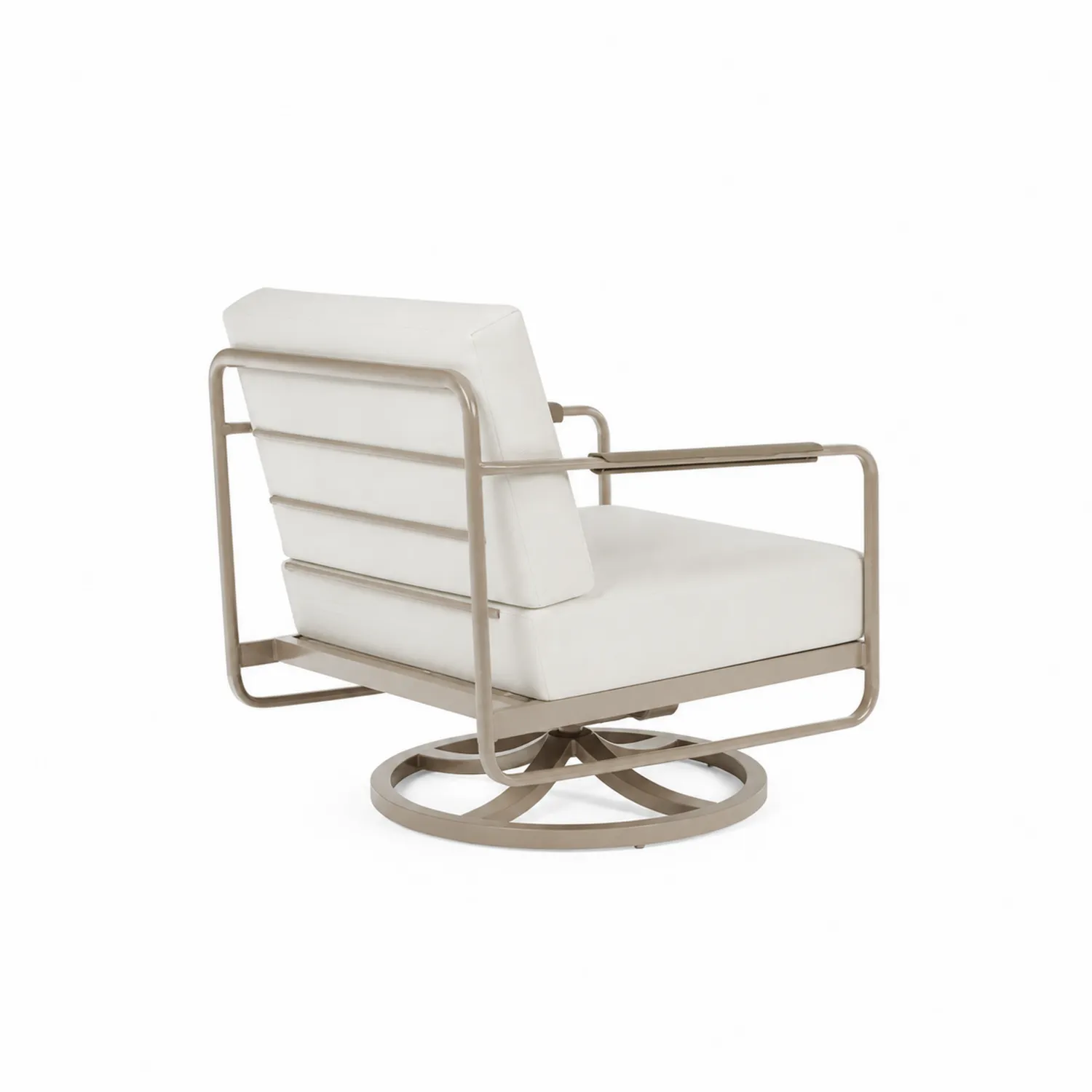 Fauteuil pivotant en métal et similicuir blanc