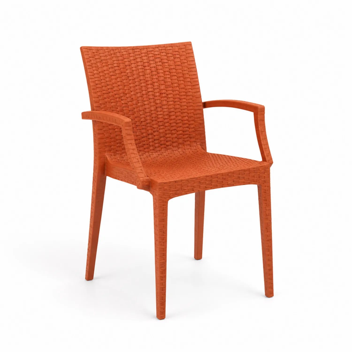 Chaise en plastique tressé orange 55x45x85 cm