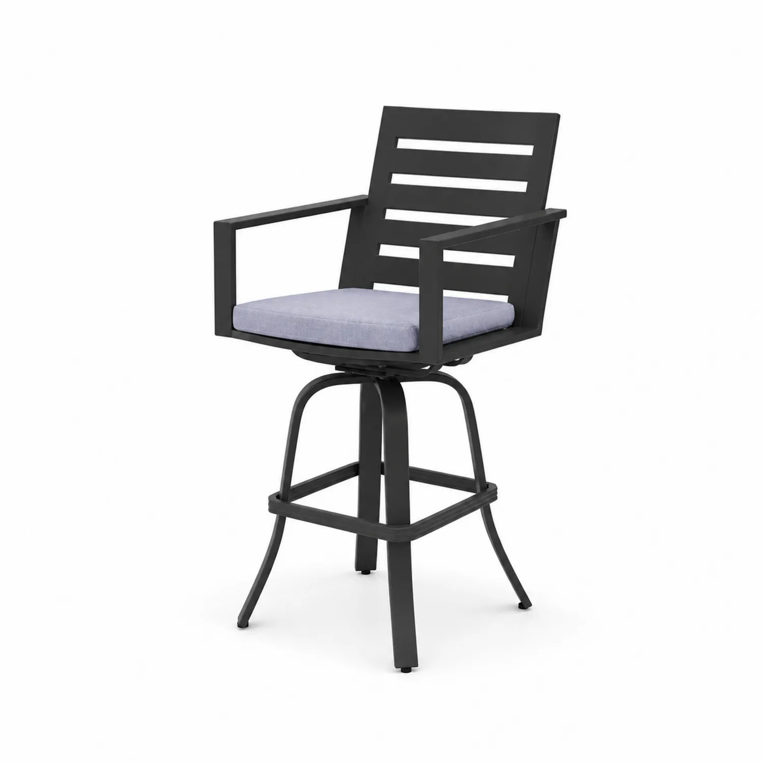 Chaise de bar pivotante en aluminium avec coussin gris