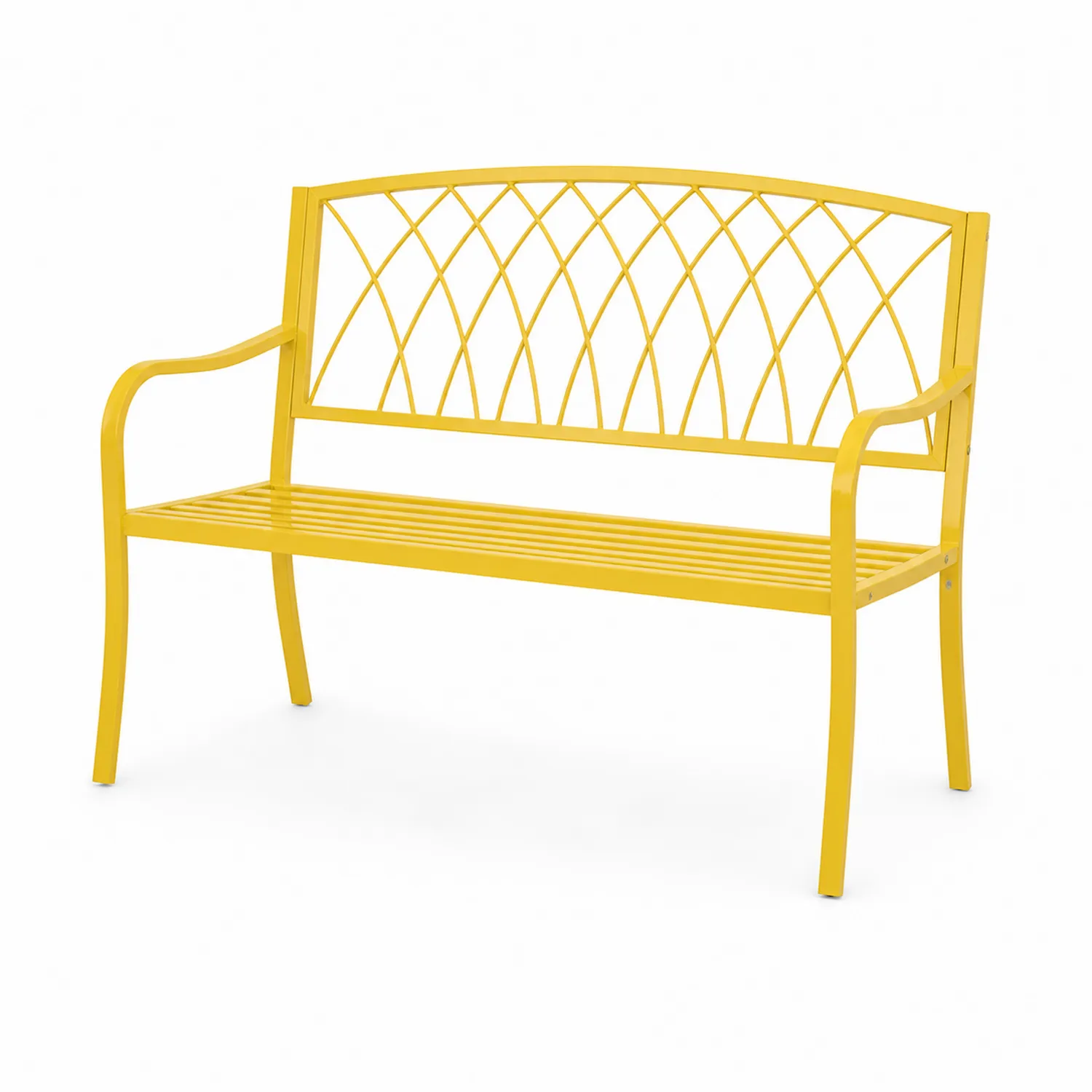 Banc en métal jaune pour extérieur 128 cm