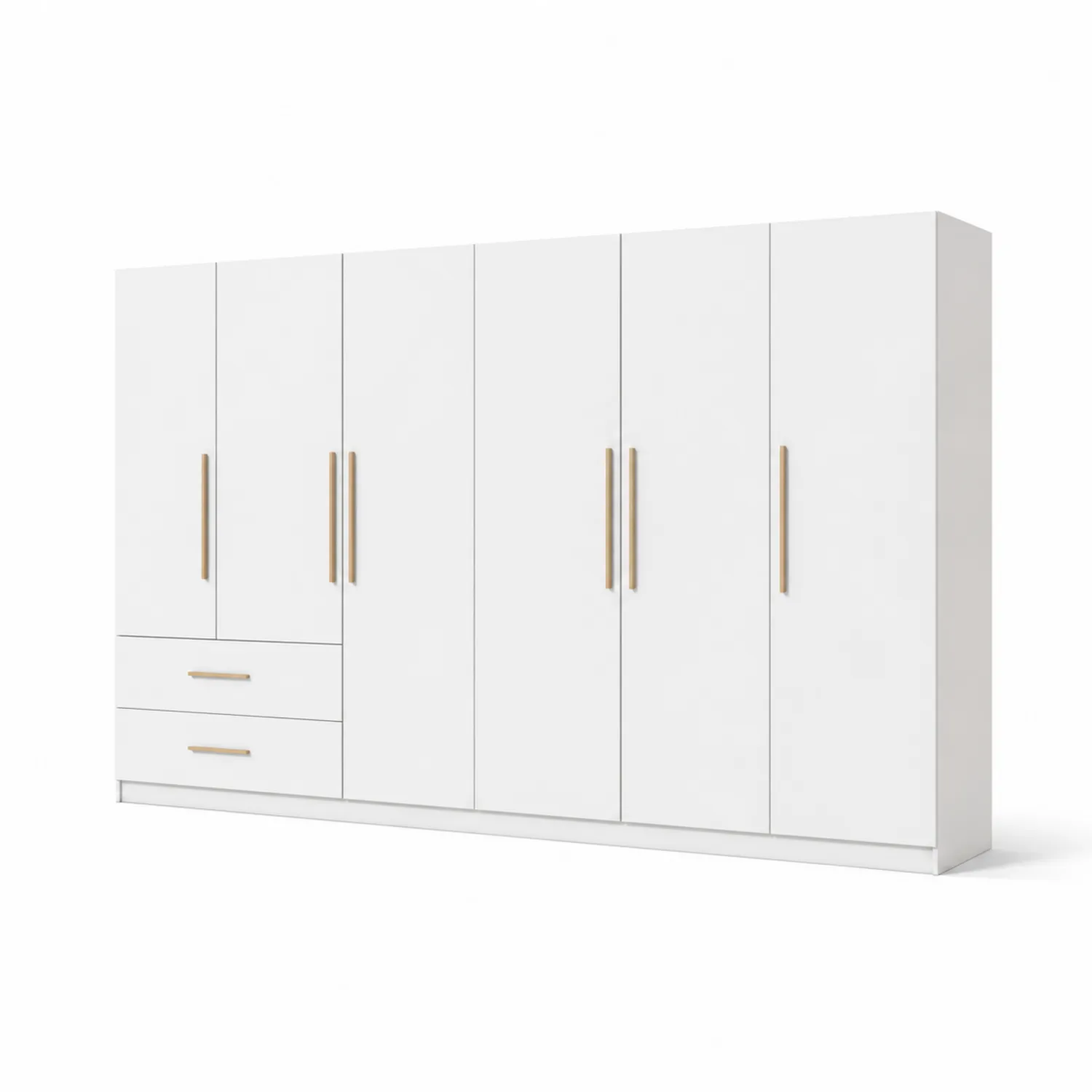 Armoire 6 Portes 2 Tiroirs en Bois MDF Blanc