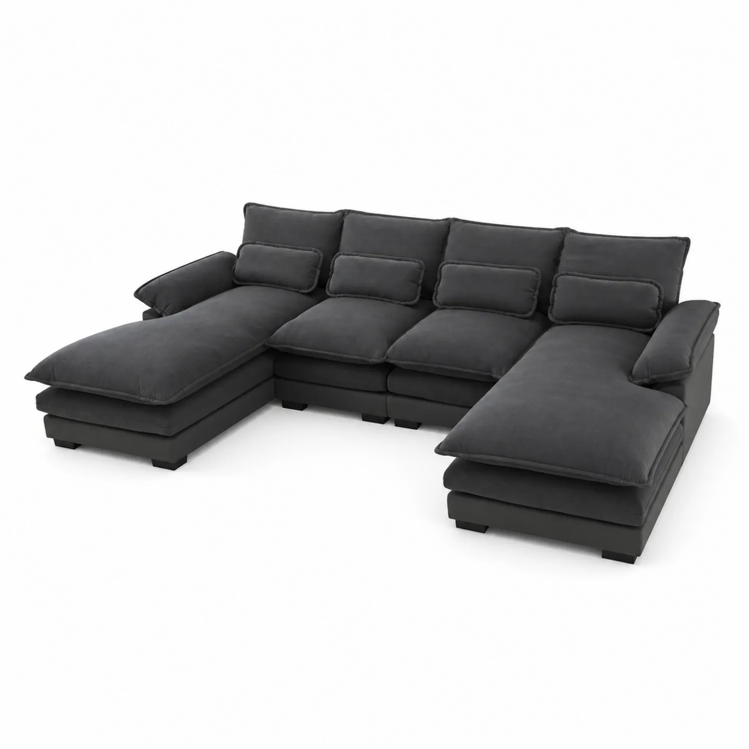 Canapé d'angle en tissu Gris anthracite avec méridienne