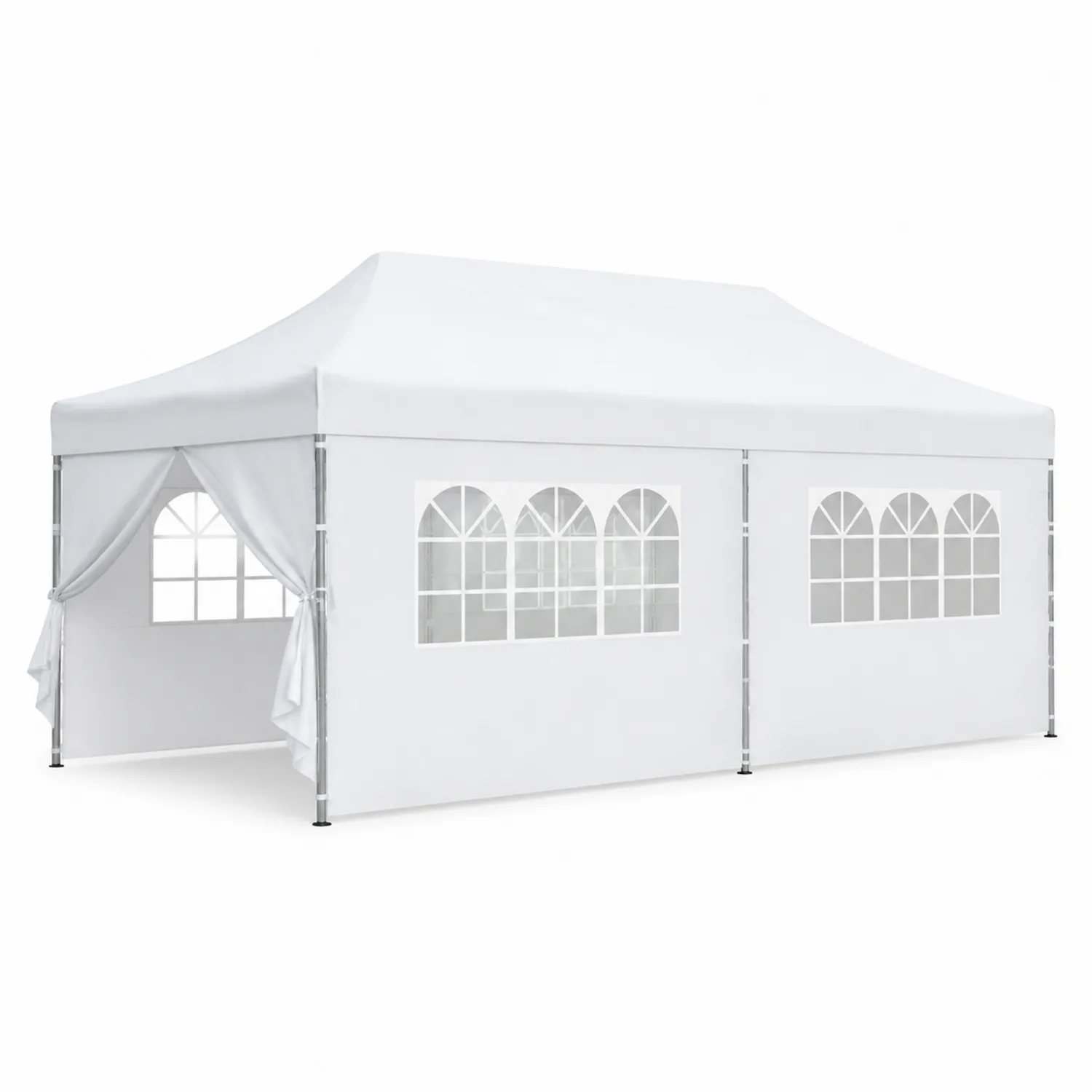 Tente de réception Pavillon 3x6m en Acier et Polyester Blanc