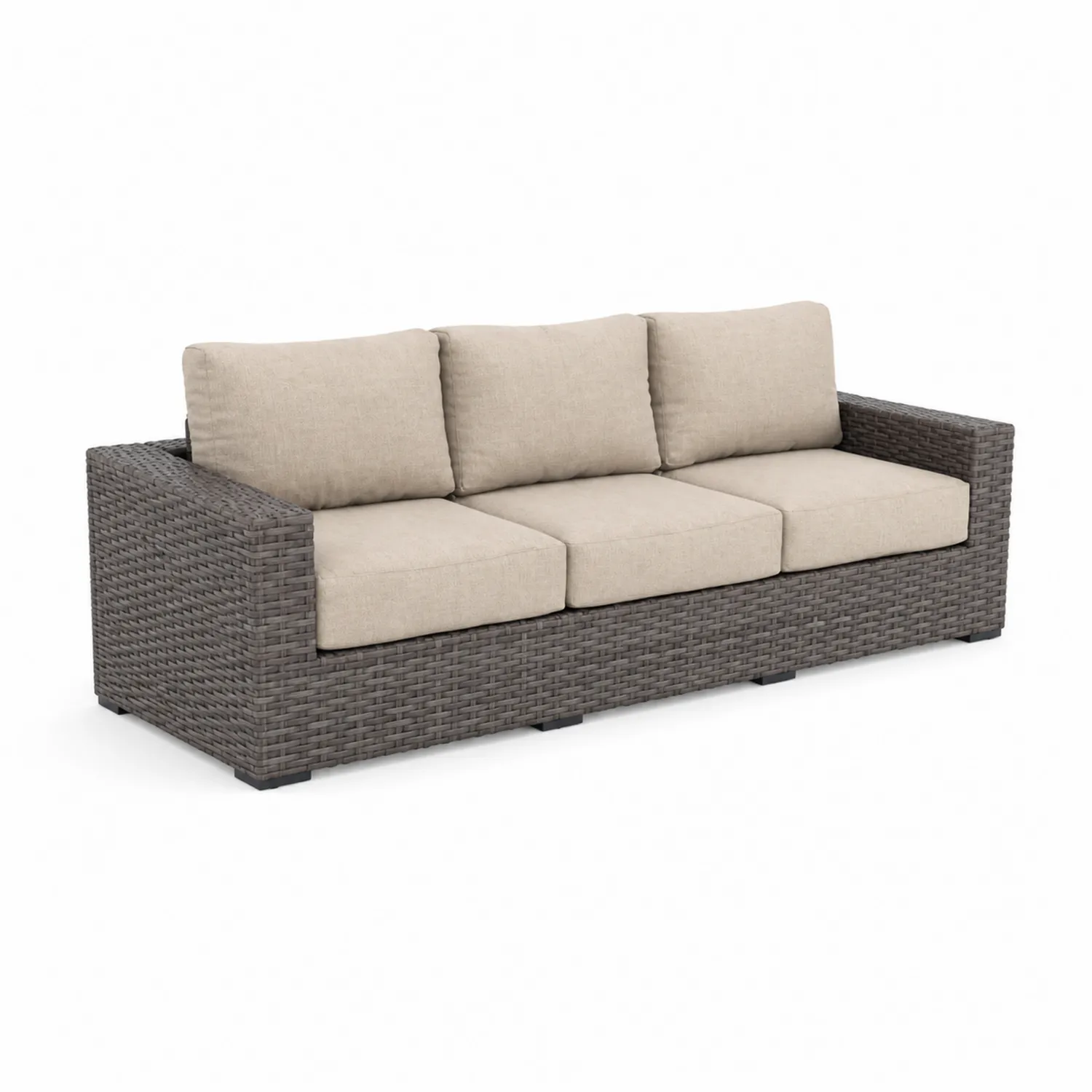 Canapé de jardin en rotin 3 places 200 cm Beige