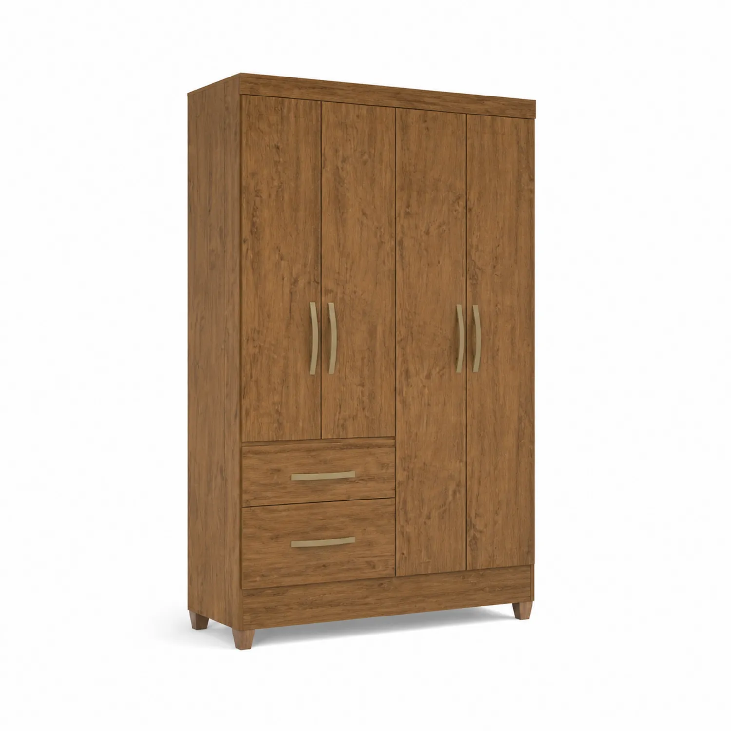 Armoire en bois MDF 3 portes 2 tiroirs Chêne clair