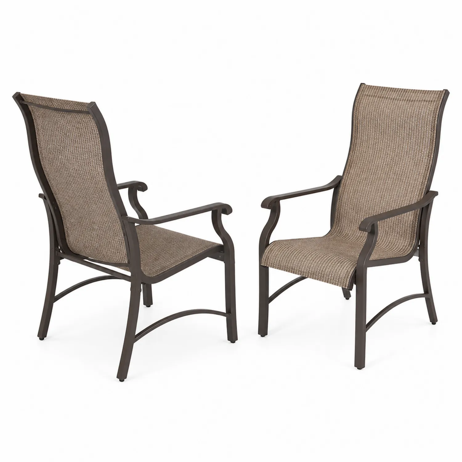 Ensemble de chaises en métal et textilène brun