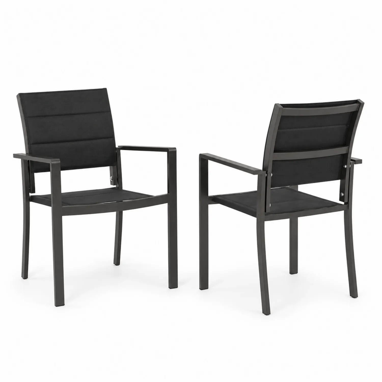 Lot de 2 chaises en aluminium et polyester noir
