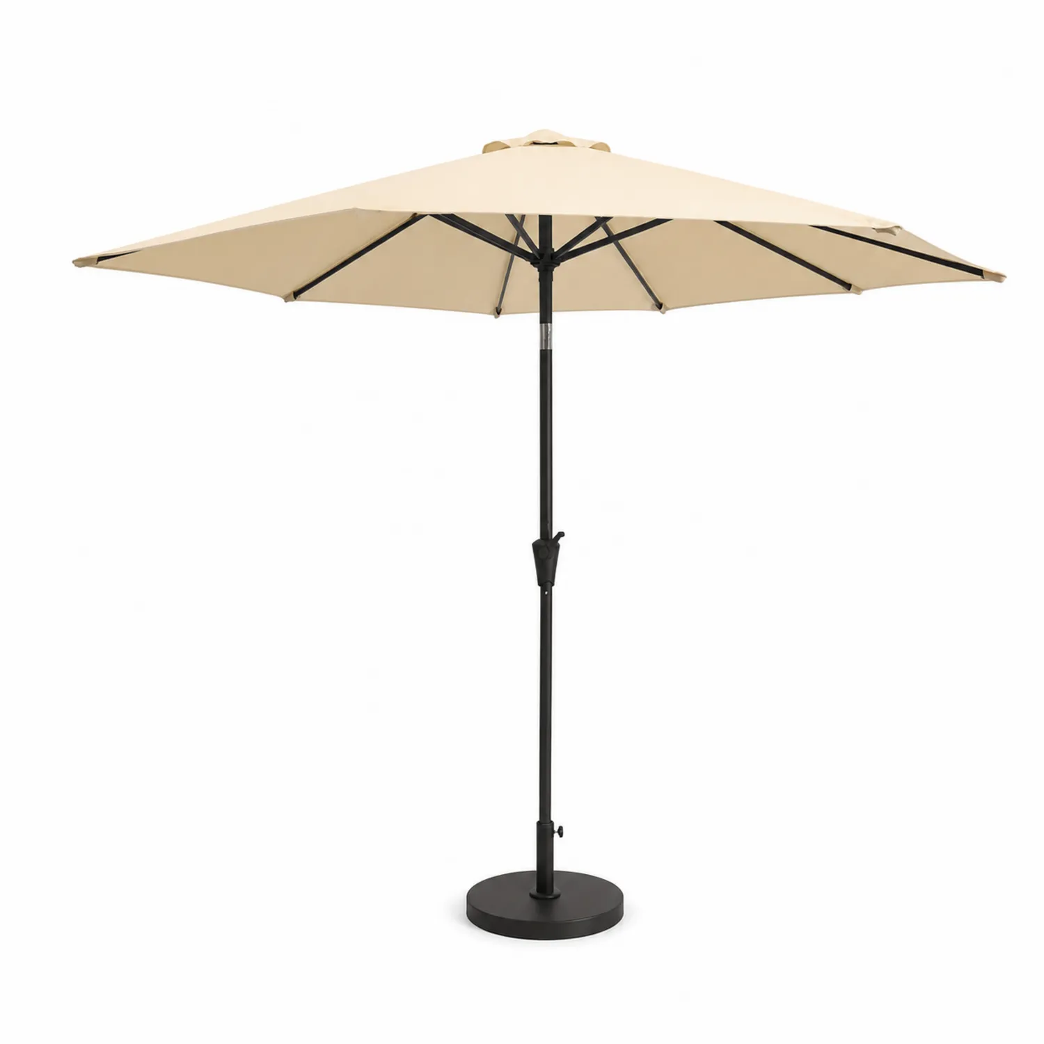 Parasol de jardin rond 300 cm en aluminium et polyester Beige