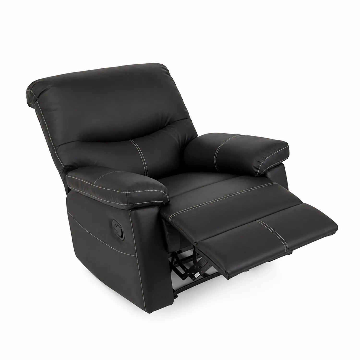 Fauteuil inclinable en cuir synthétique noir avec repose-pieds