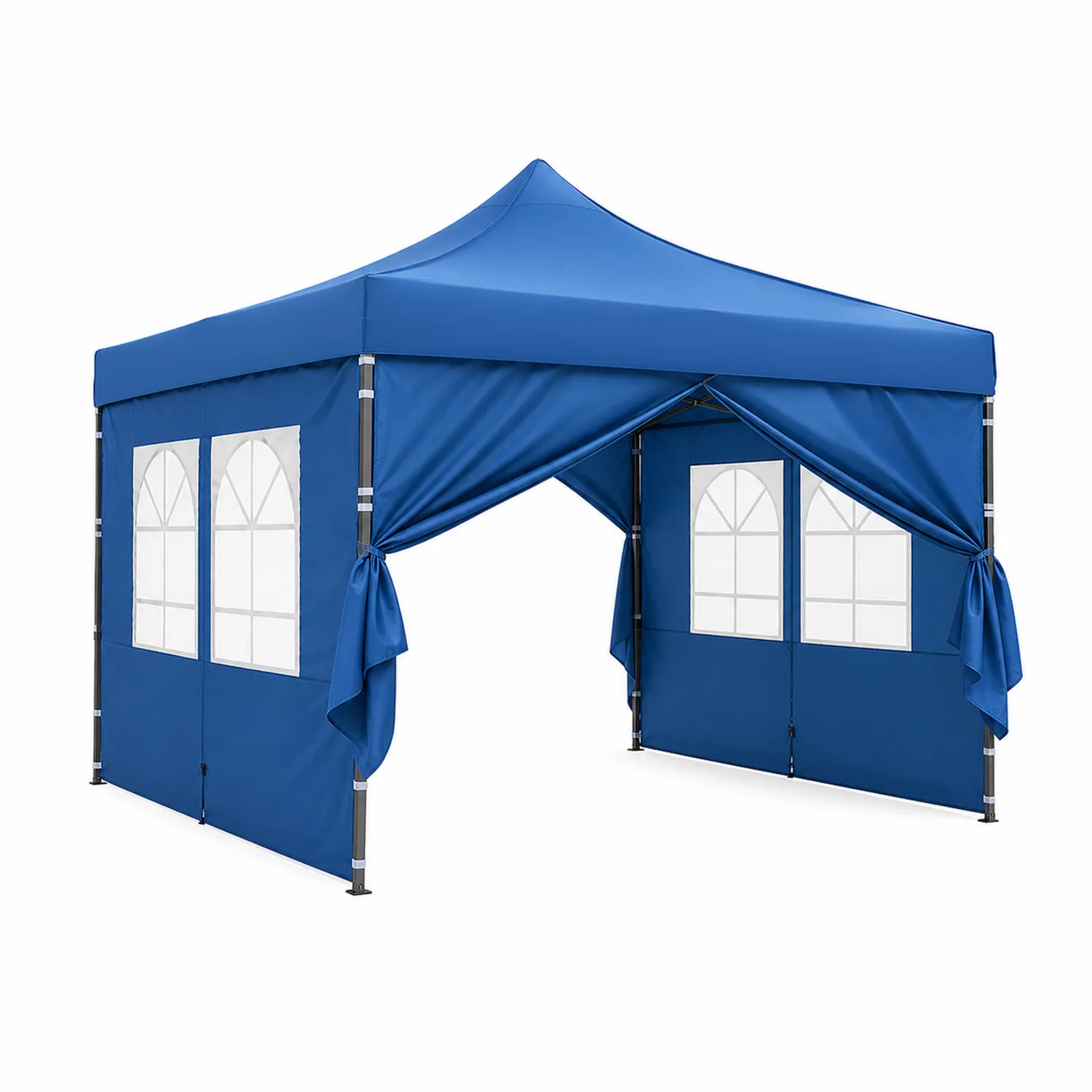 Tente de jardin carrée 3x3m avec murs latéraux en acier et polyester Bleu