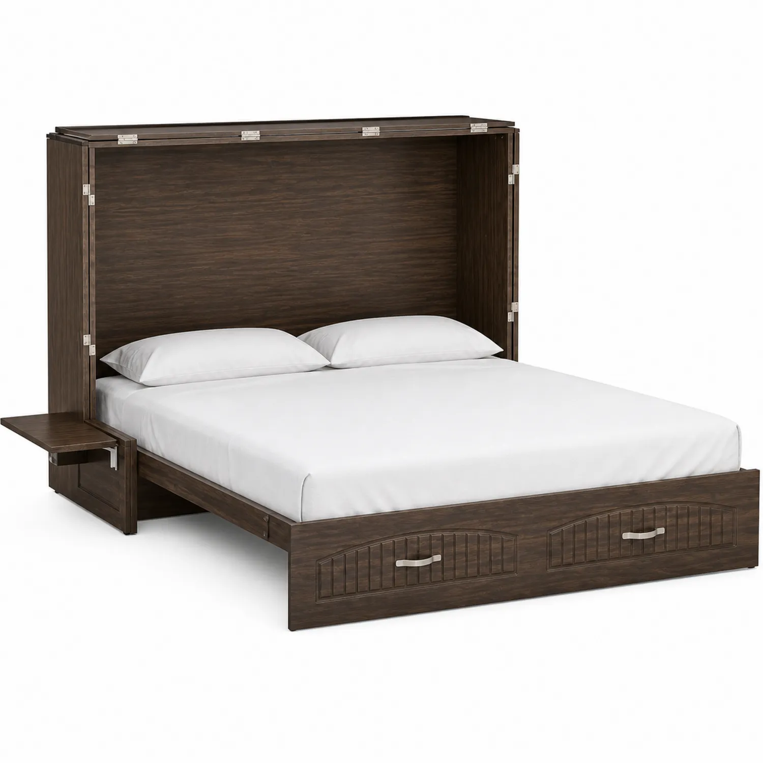 Lit escamotable en bois avec tiroirs de rangement 160x200 cm Marron