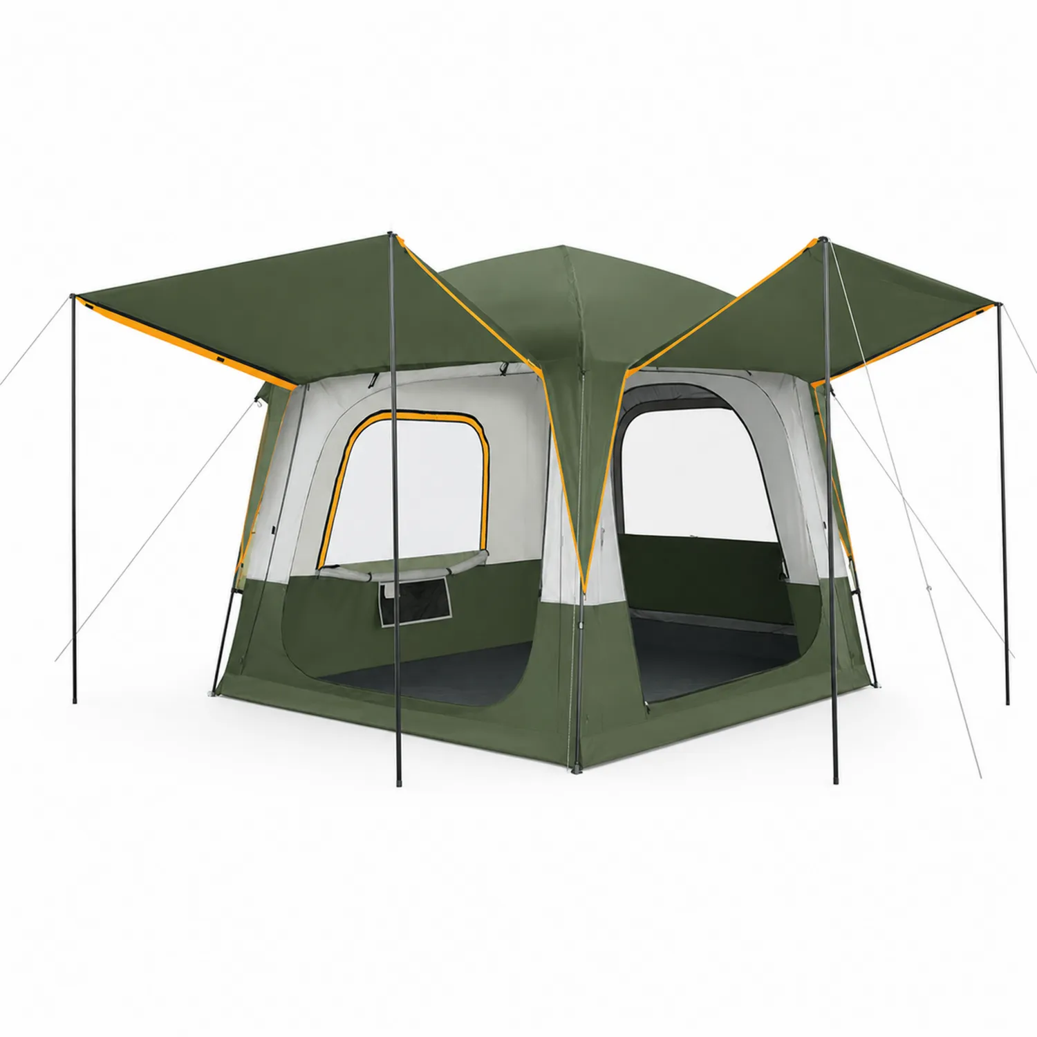 Tente de Camping en Polyester et Acier 300x300x240cm Vert