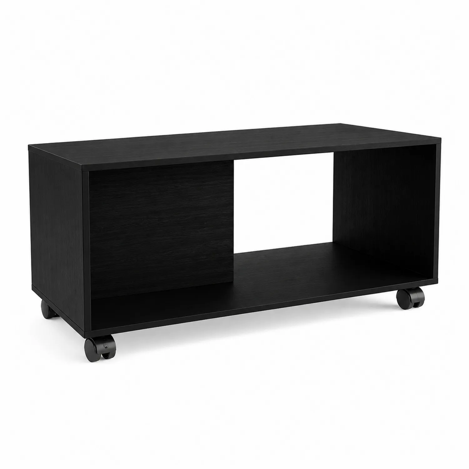 Table basse en bois avec roulettes en MDF Noir