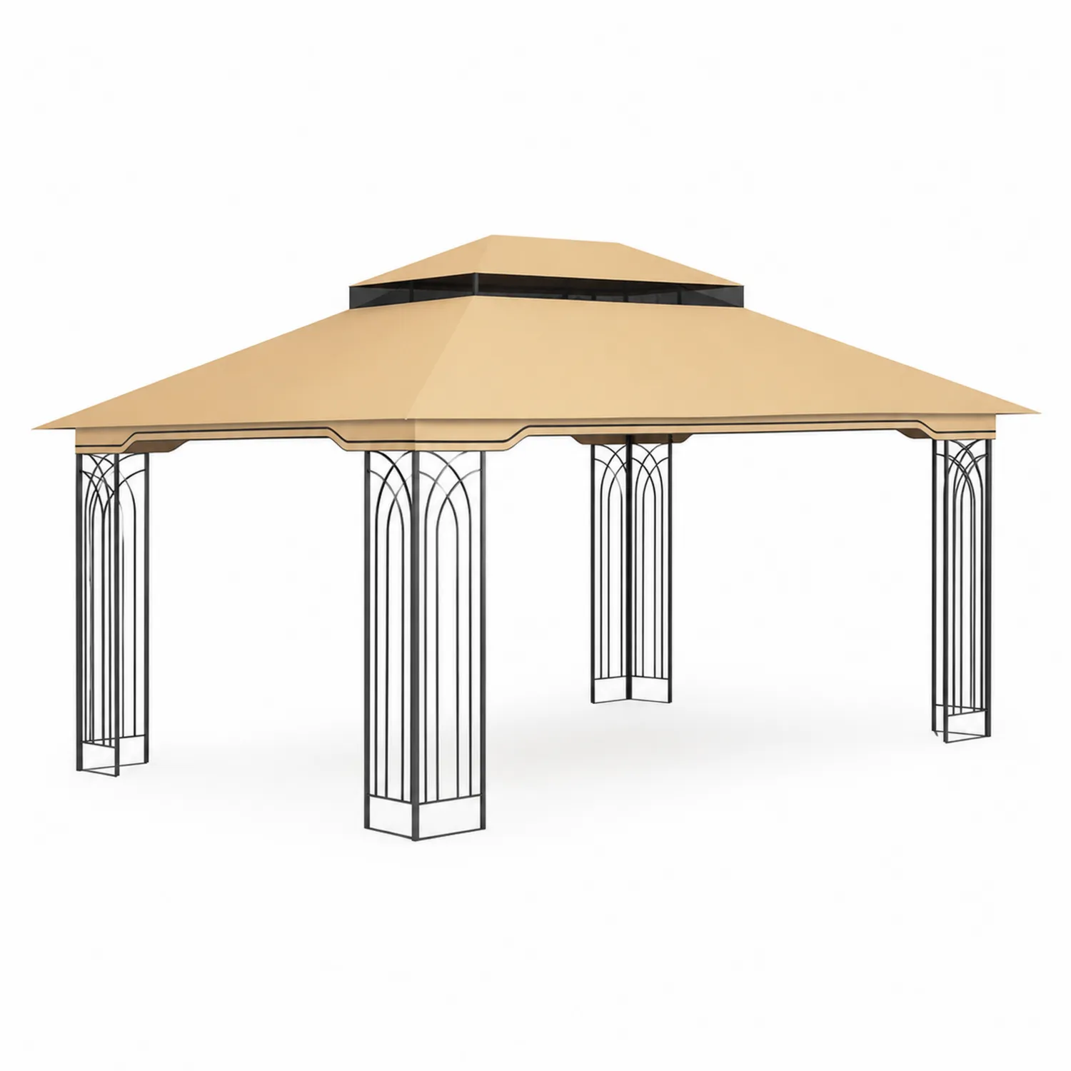 Tonnelle de jardin en métal et polyester Beige 300 cm x 400 cm