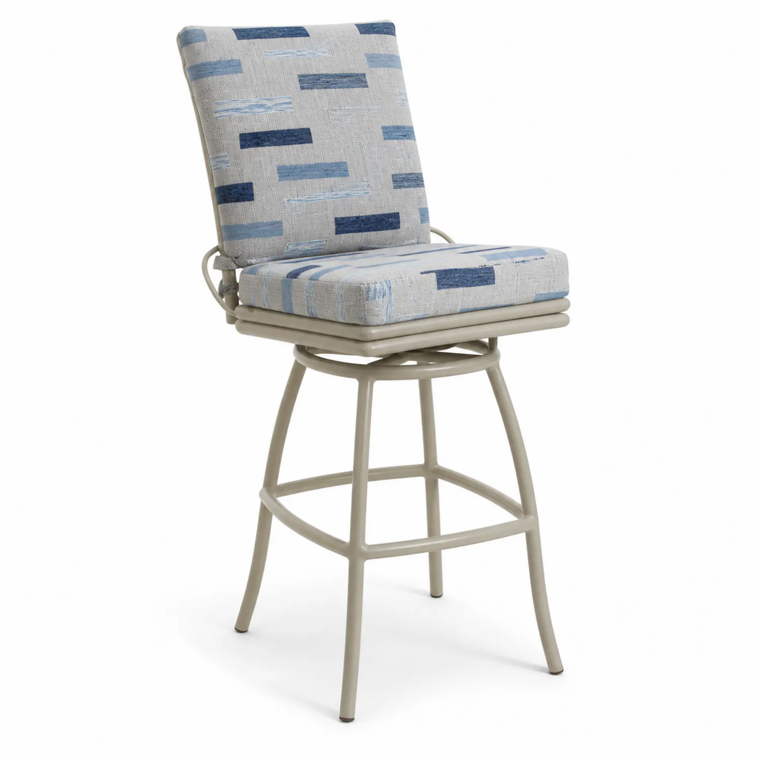 Chaise pivotante en métal avec coussin en tissu