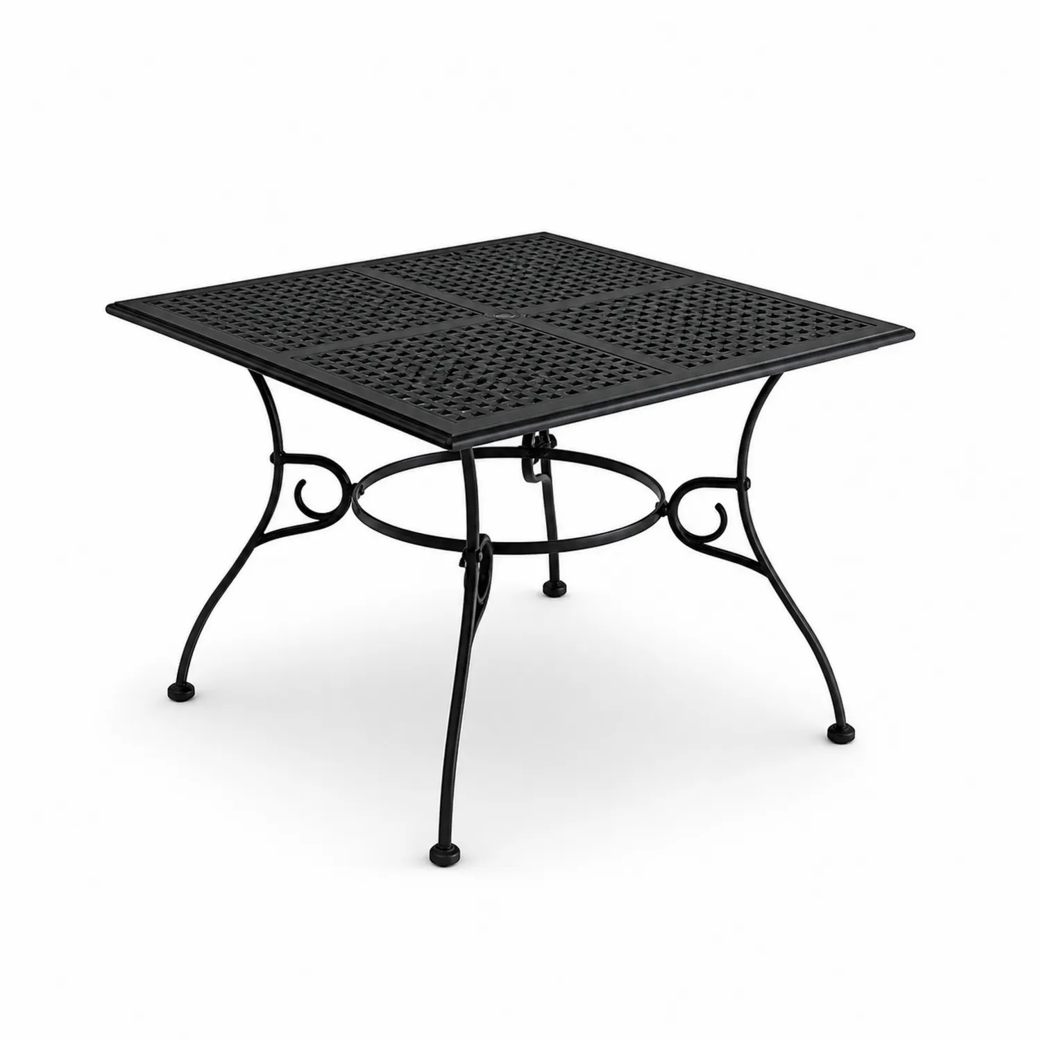 Table de jardin carrée en métal noir