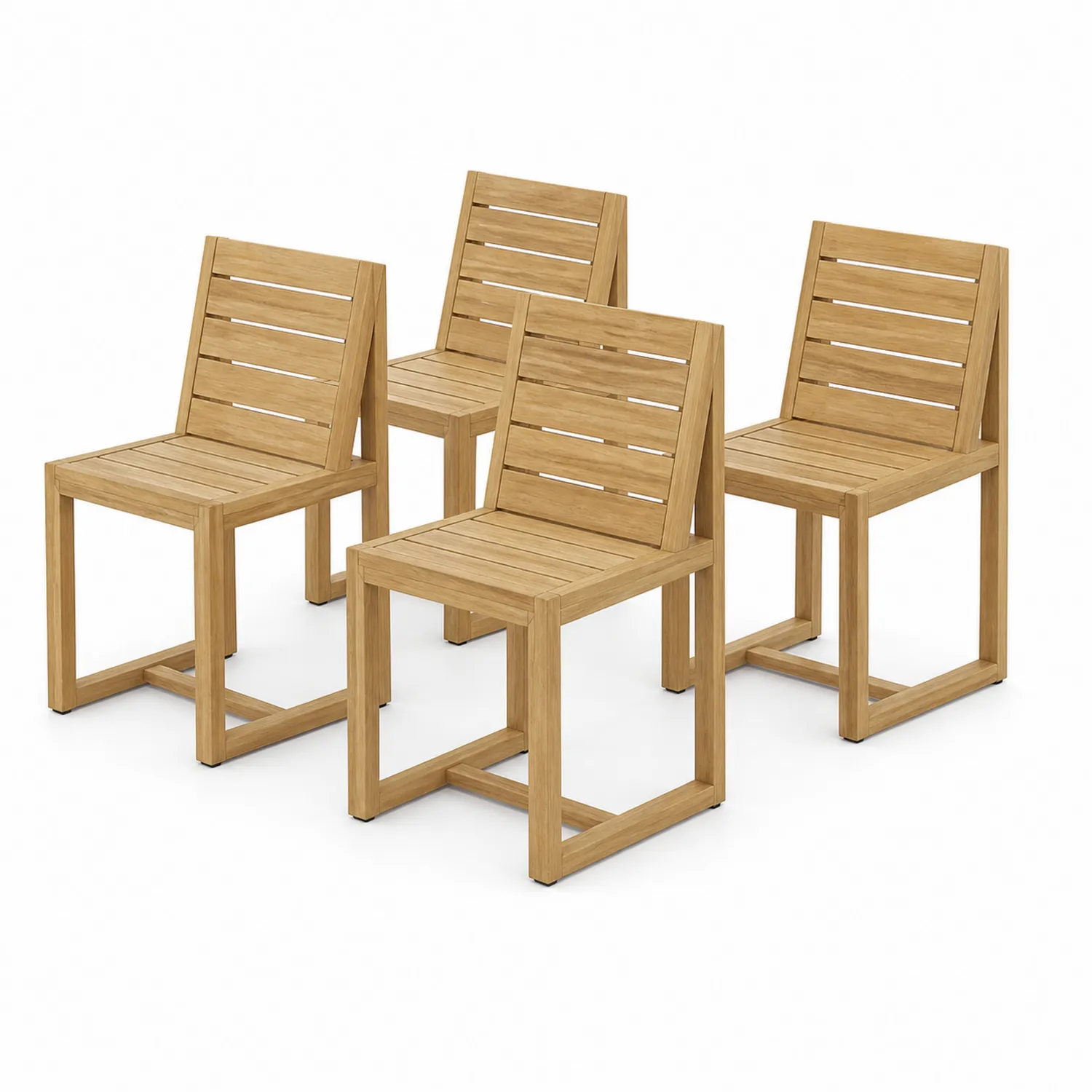 Lot de 4 chaises en bois d'acacia