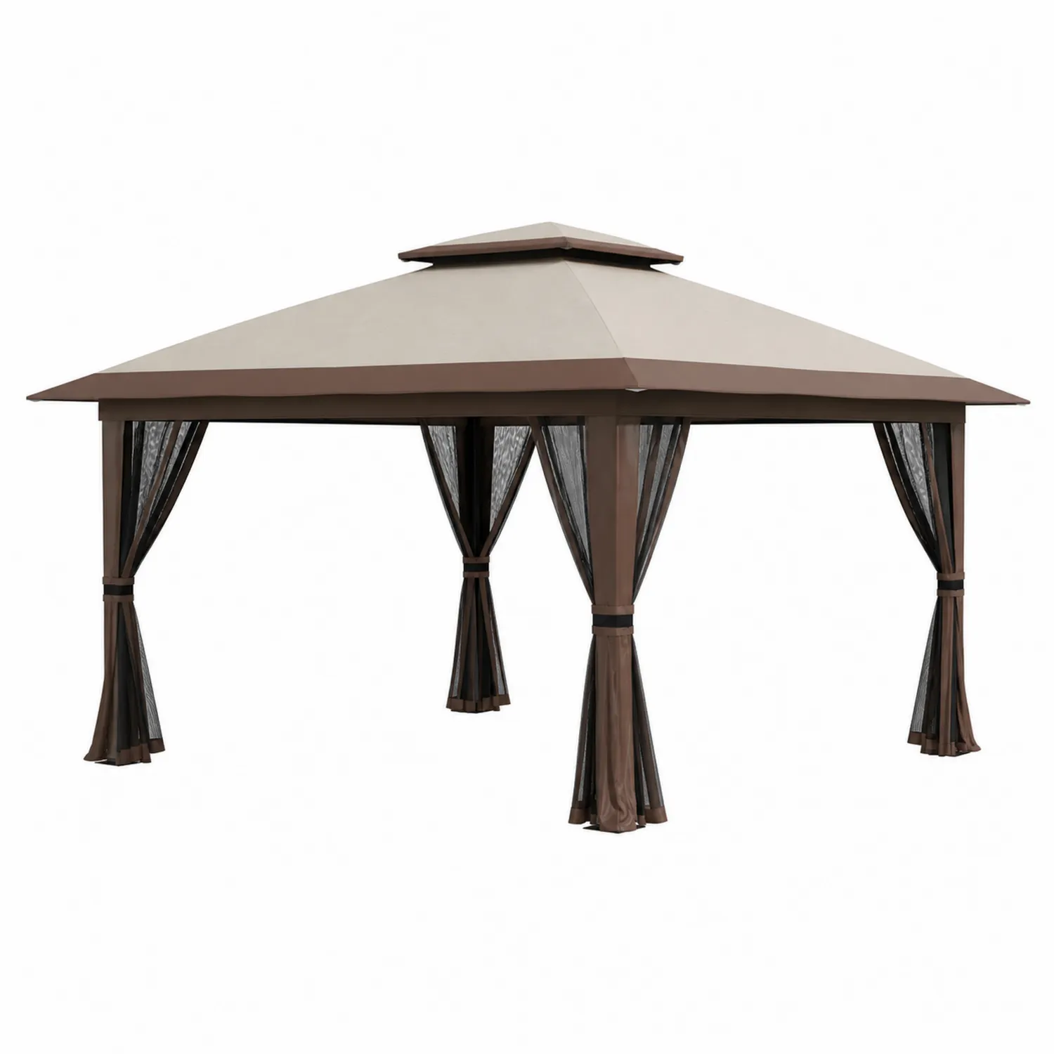Tonnelle de Jardin en Acier et Polyester Marron 400 x 300 x 270 cm