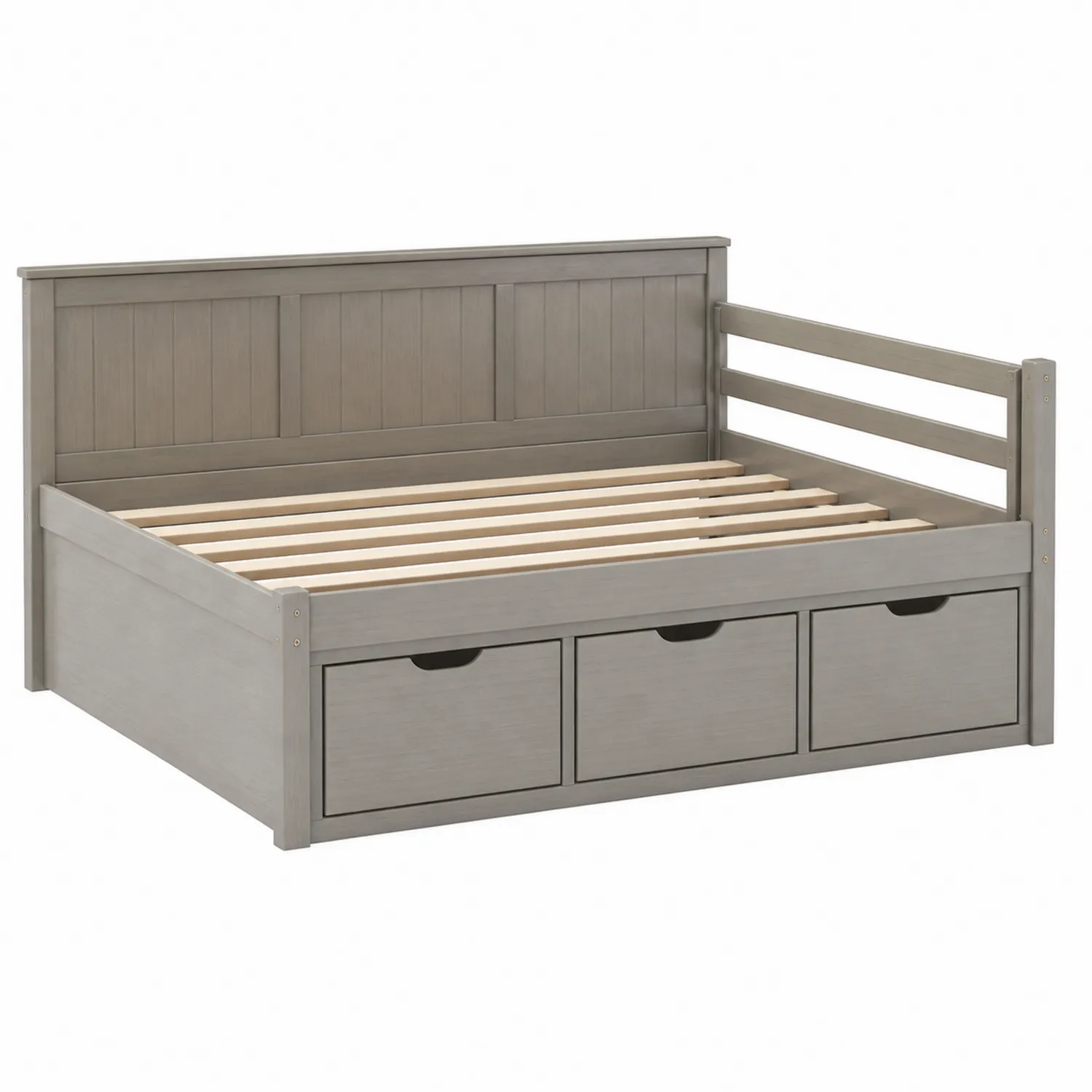 Lit simple en bois avec tiroirs gris 200x100cm