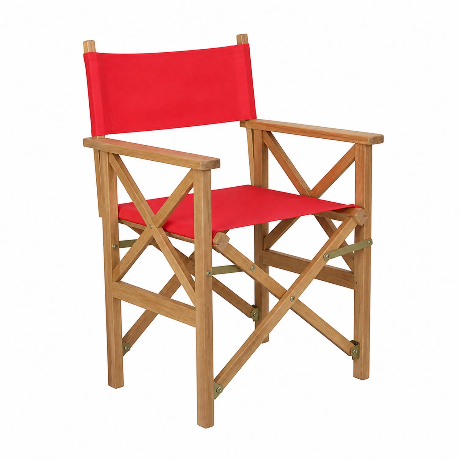 Chaise pliante en bois avec tissu rouge