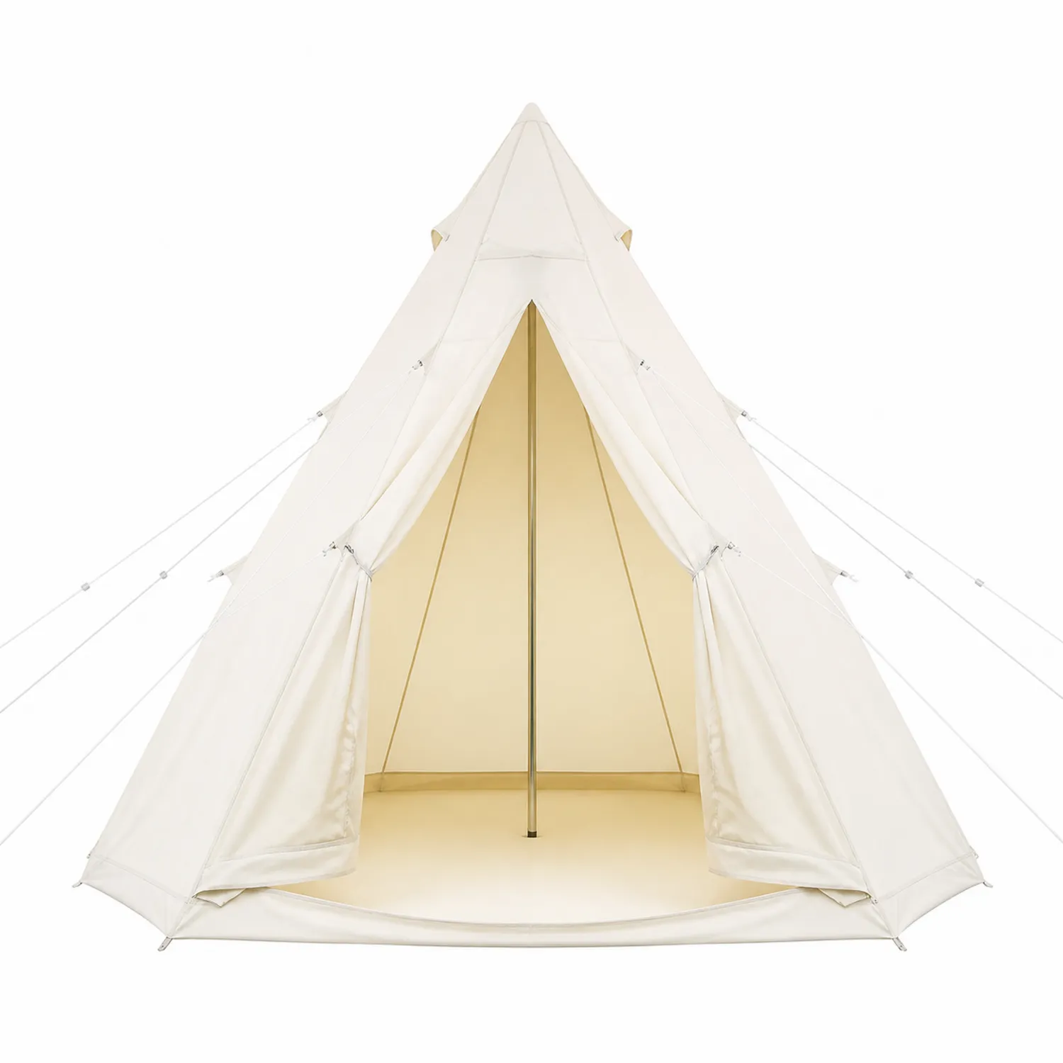 Tente Tipi 4 Personnes en Coton Crème 300x300x250 cm