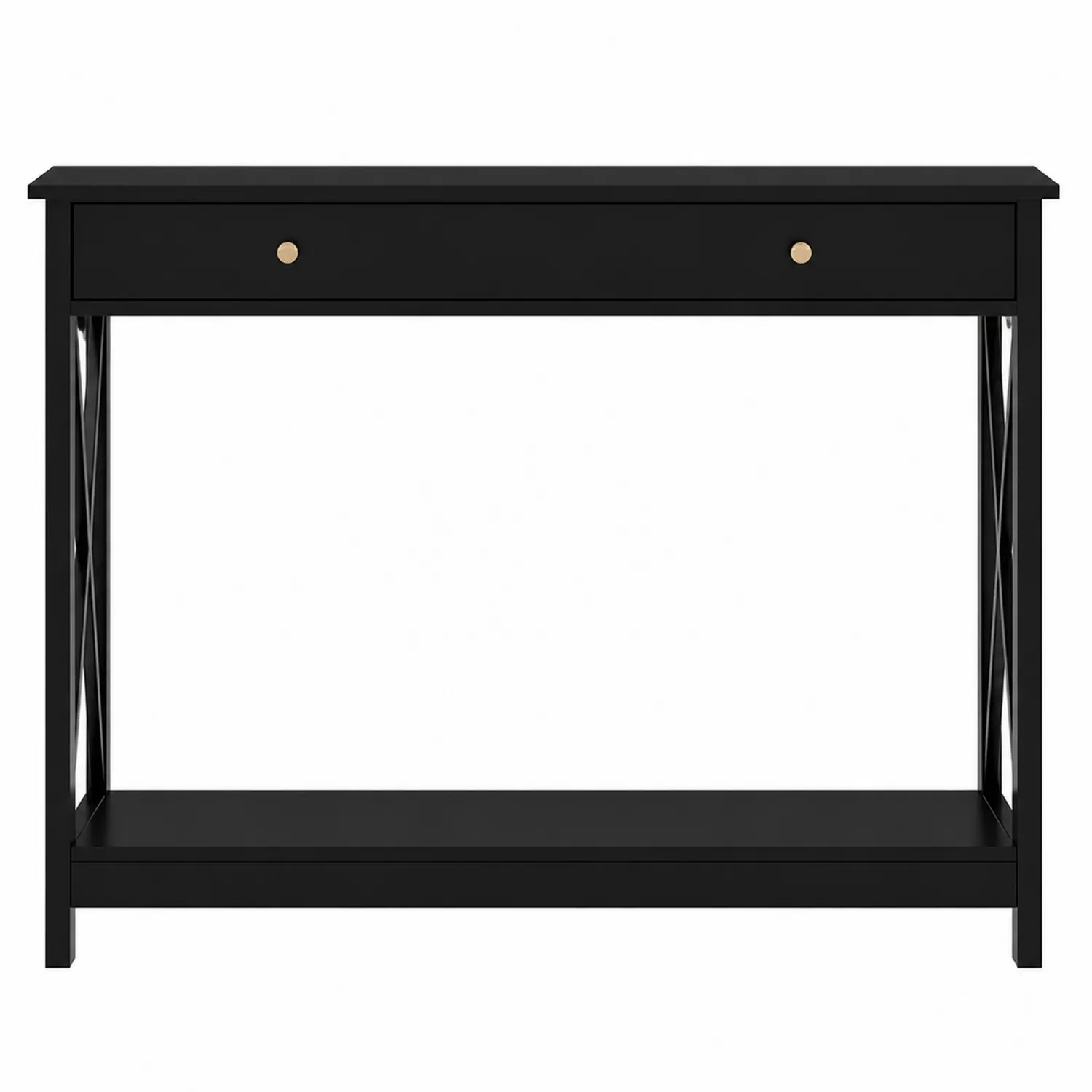 Console en bois MDF avec tiroir et étagère noire